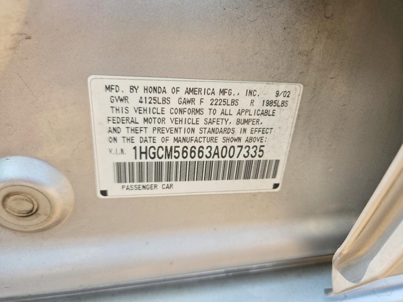 2003 Honda Accord Ex Silver vin: 1HGCM56663A007335