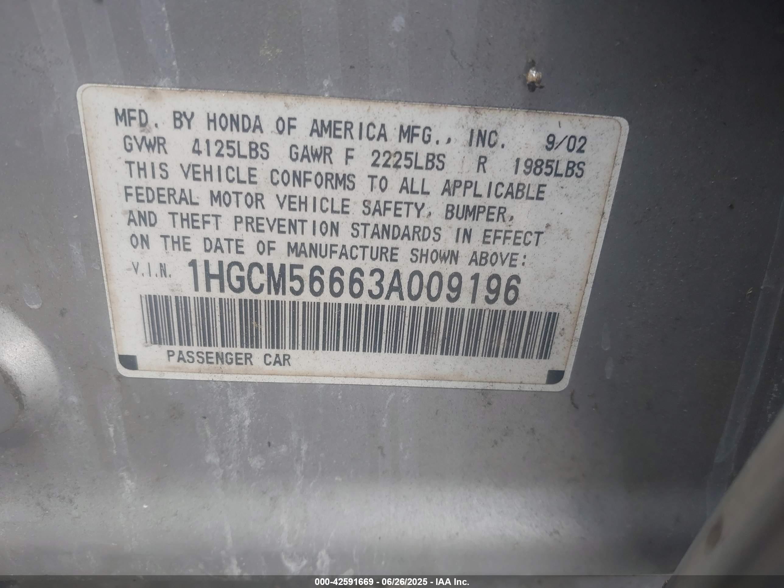 2003 Honda Accord 2.4 Ex Silver vin: 1HGCM56663A009196