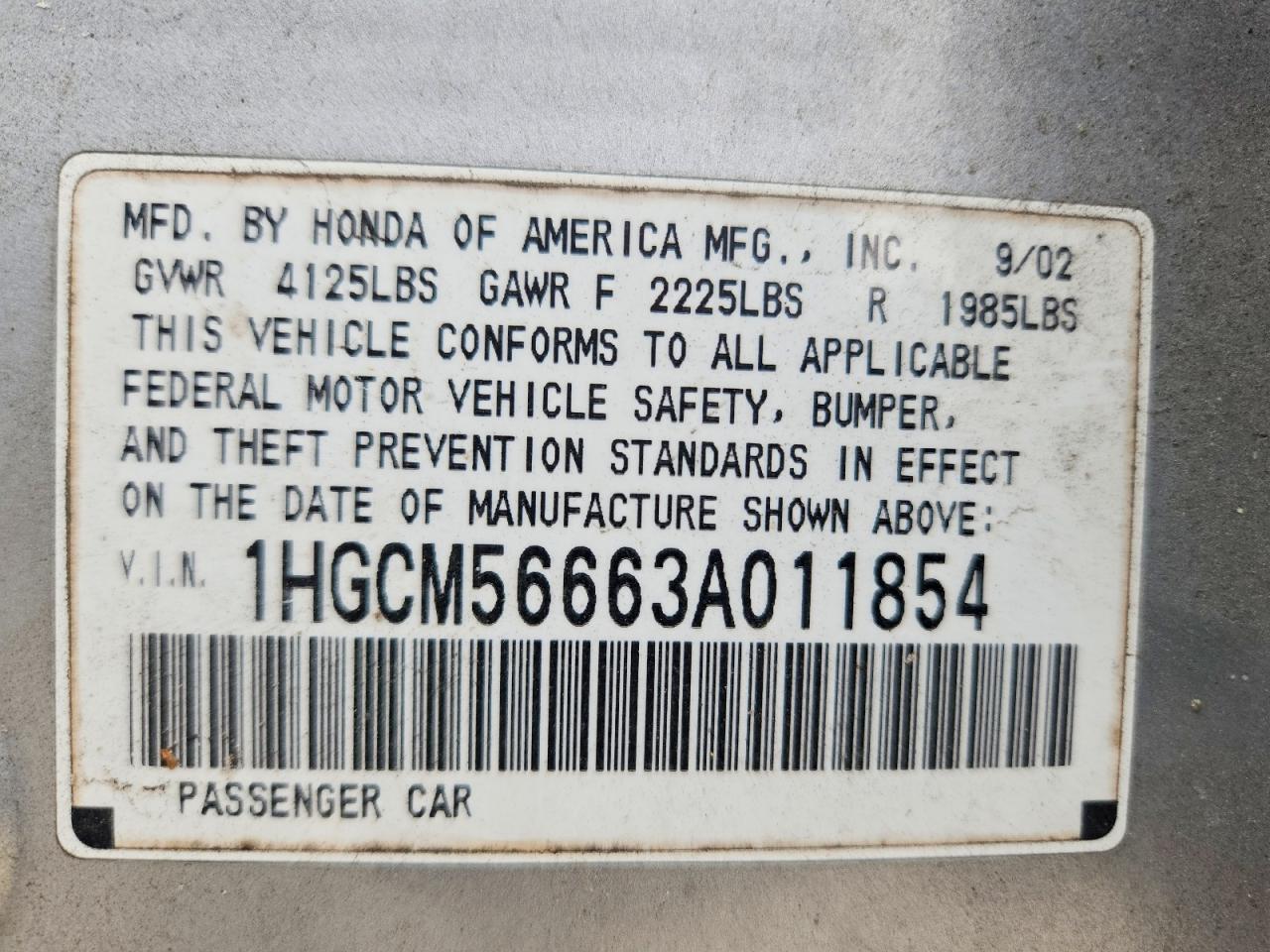 2003 Honda Accord Ex Серебряный vin: 1HGCM56663A011854