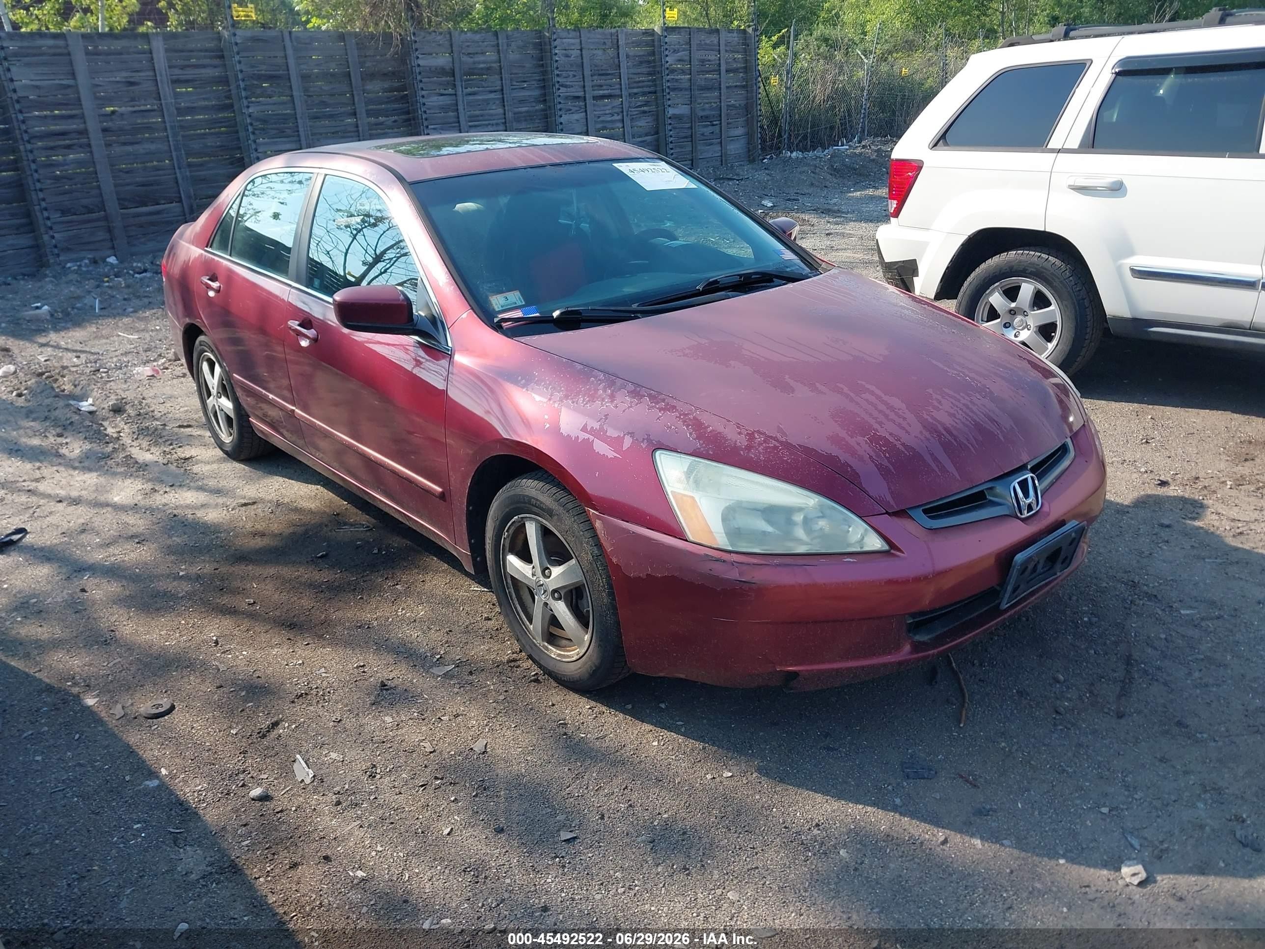 2003 Honda Accord Sdn Ex Red vin: 1HGCM56663A138992