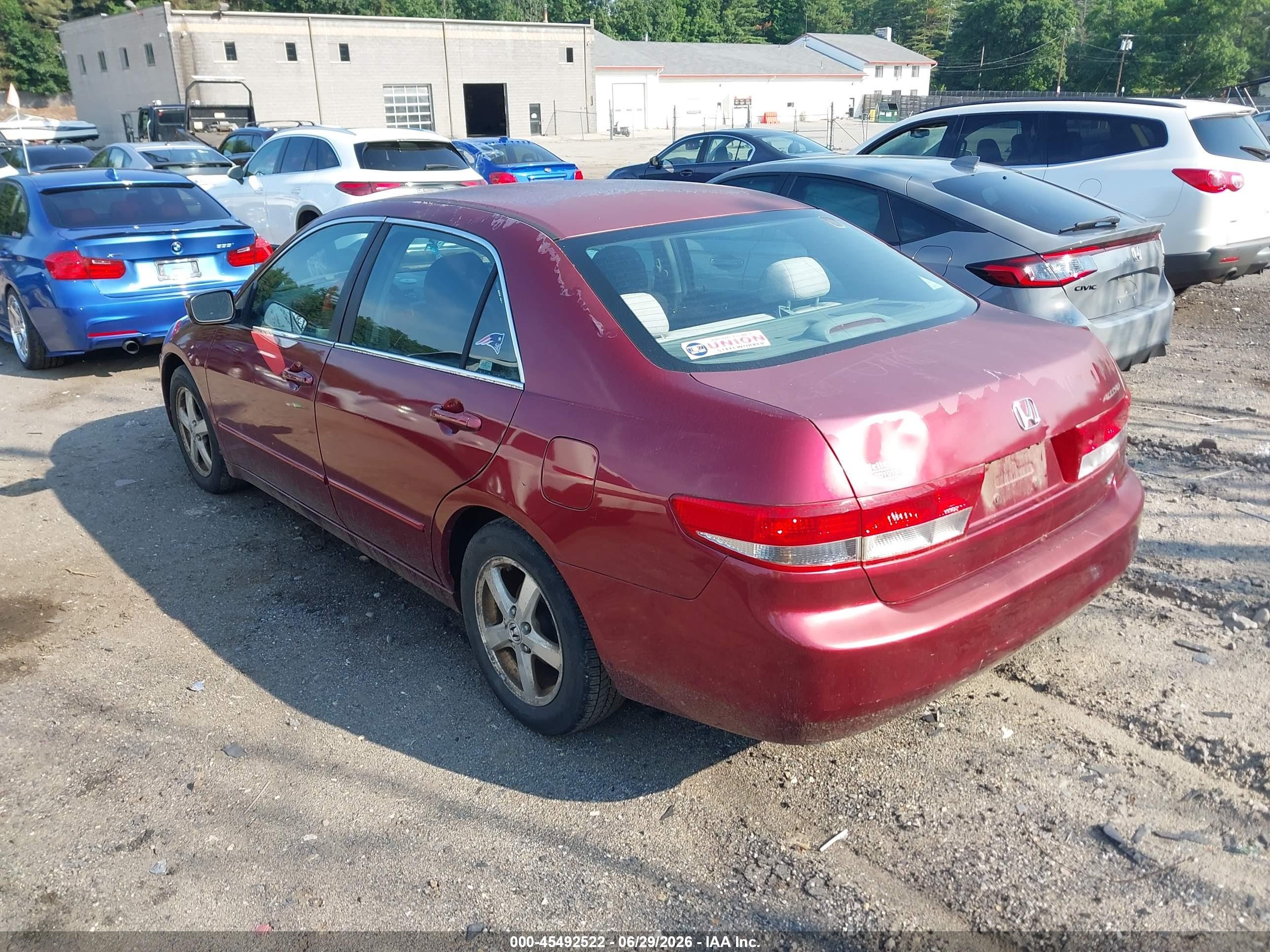 2003 Honda Accord Sdn Ex Red vin: 1HGCM56663A138992