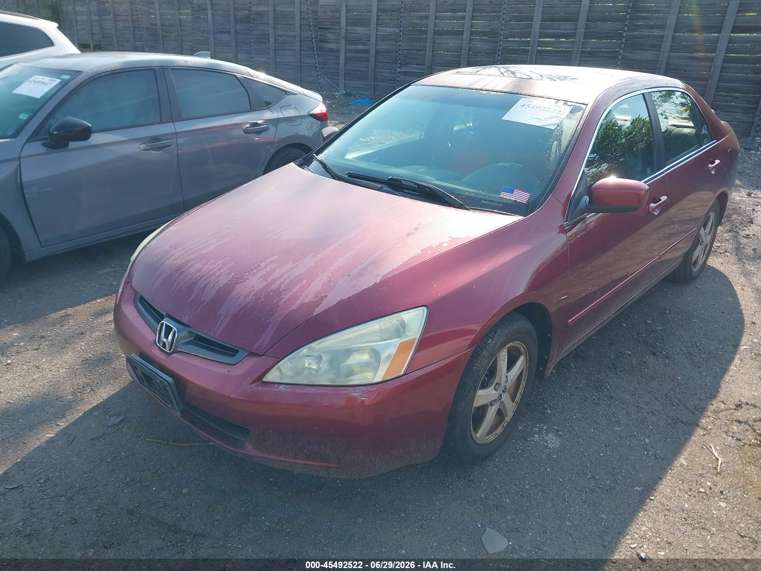 2003 Honda Accord Sdn Ex Red vin: 1HGCM56663A138992