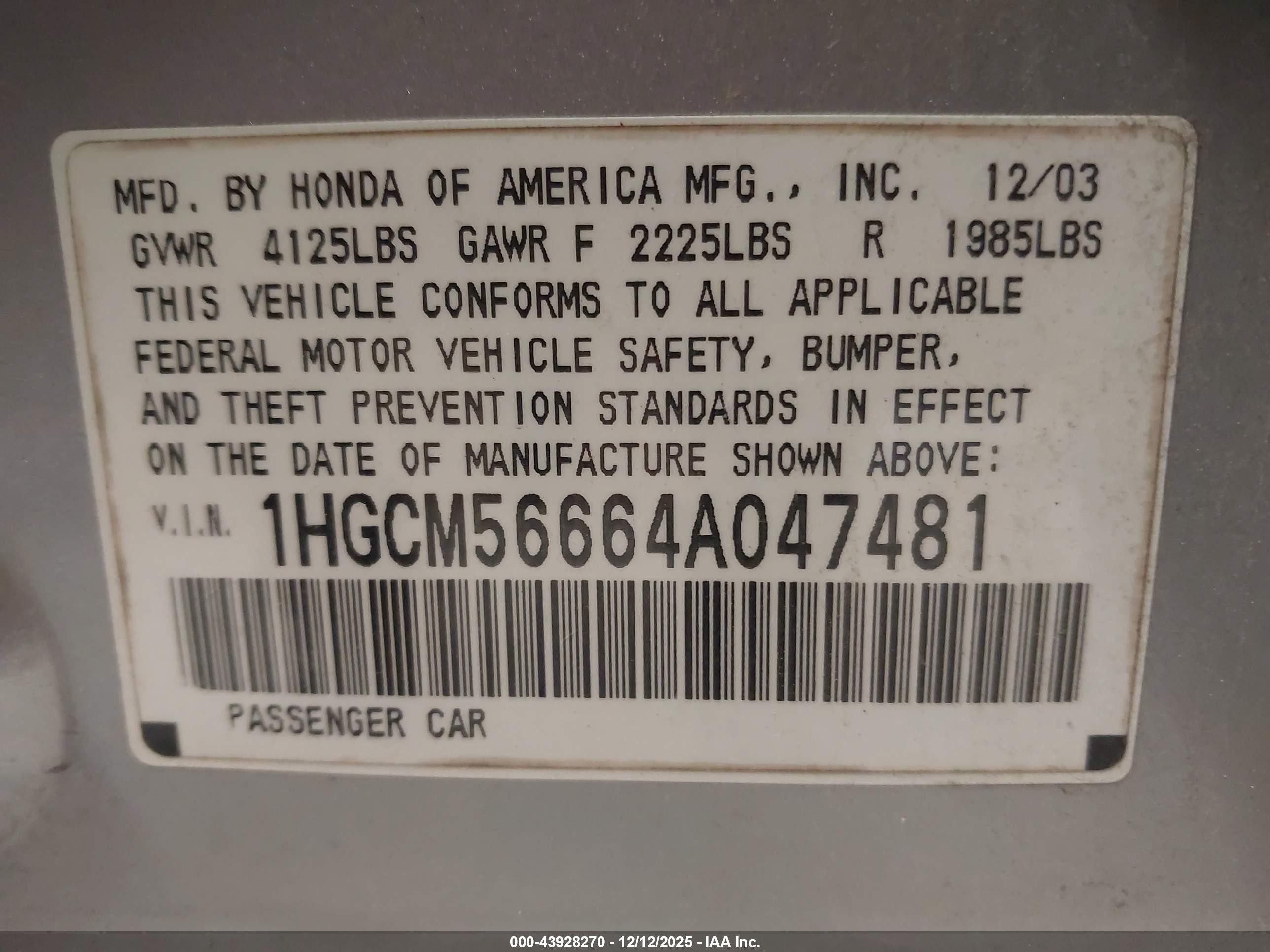 2004 Honda Accord 2.4 Ex Silver vin: 1HGCM56664A047481