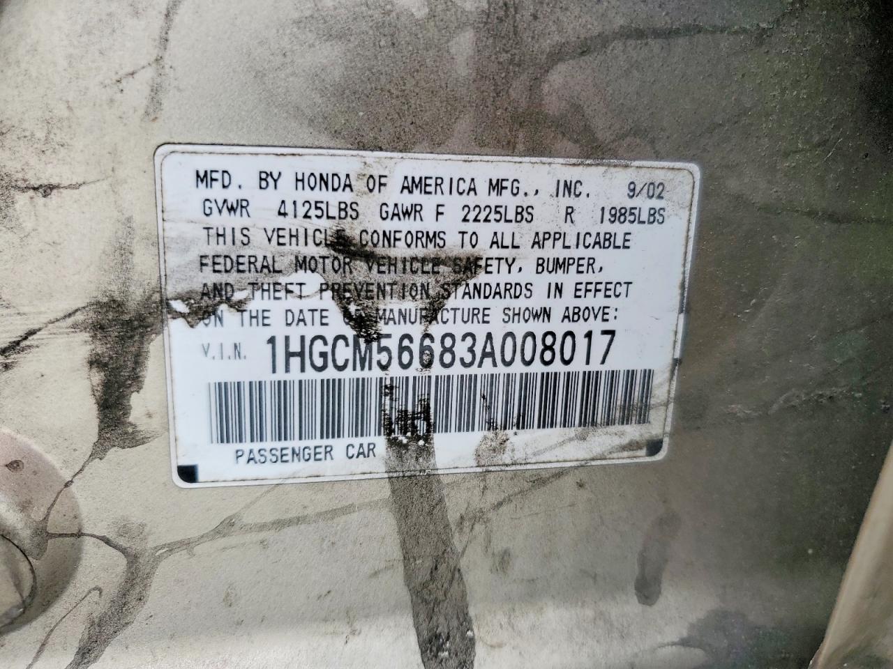 2003 Honda Accord Ex Золотой vin: 1HGCM56683A008017
