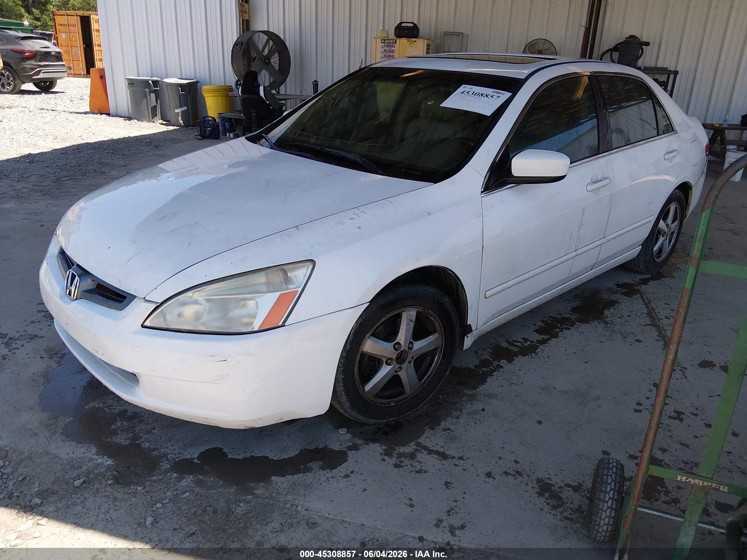 2003 Honda Accord 2.4 Ex White vin: 1HGCM56693A021357