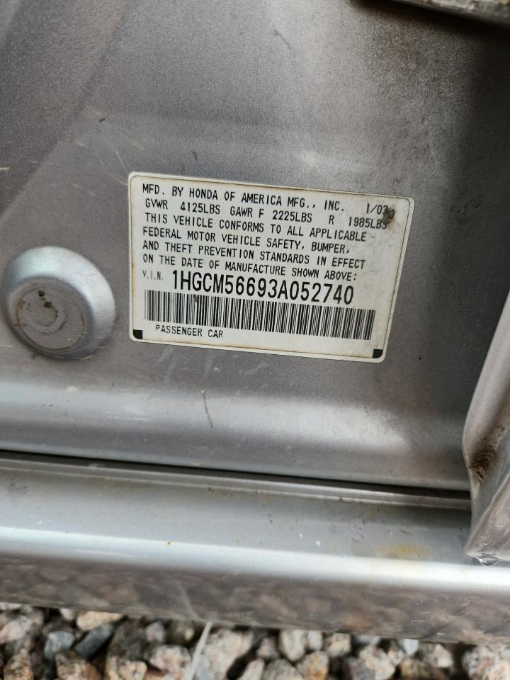 2003 Honda Accord Ex Silver vin: 1HGCM56693A052740