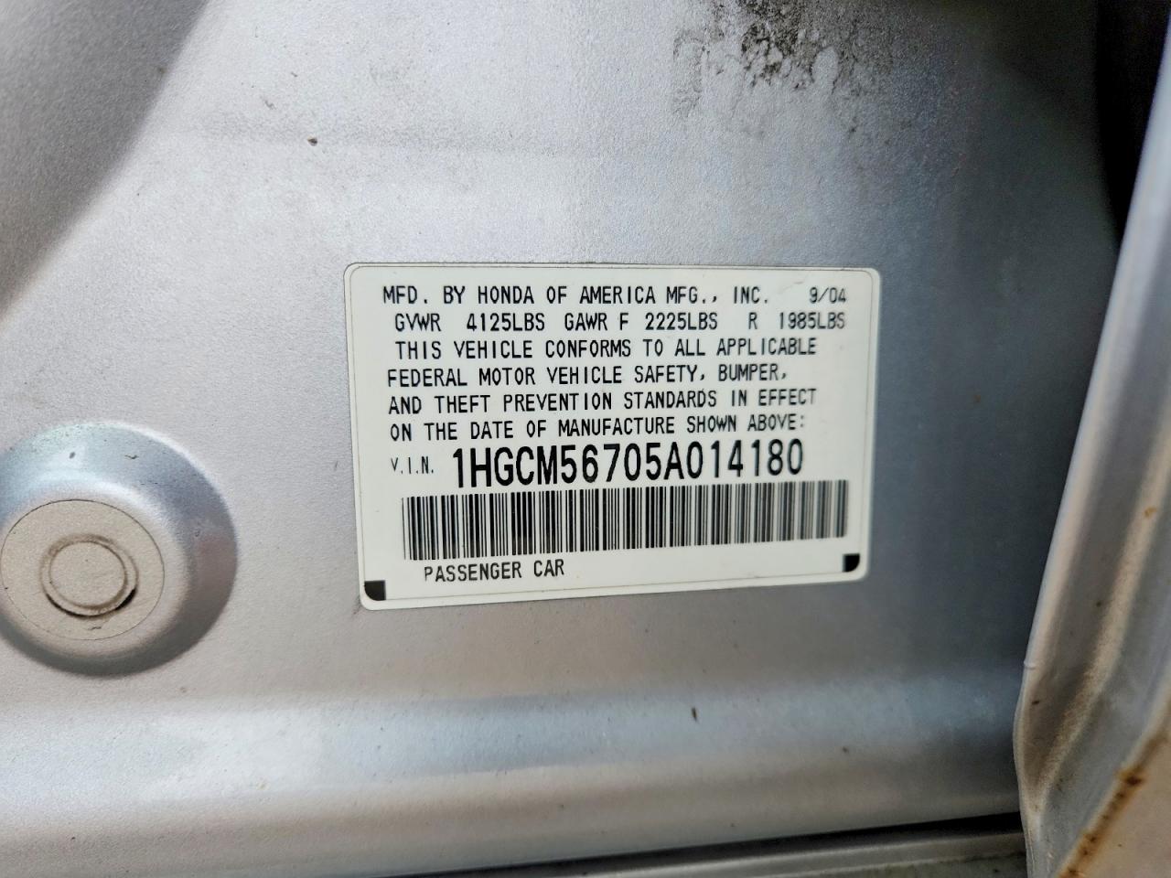 2005 Honda Accord Ex Silver vin: 1HGCM56705A014180