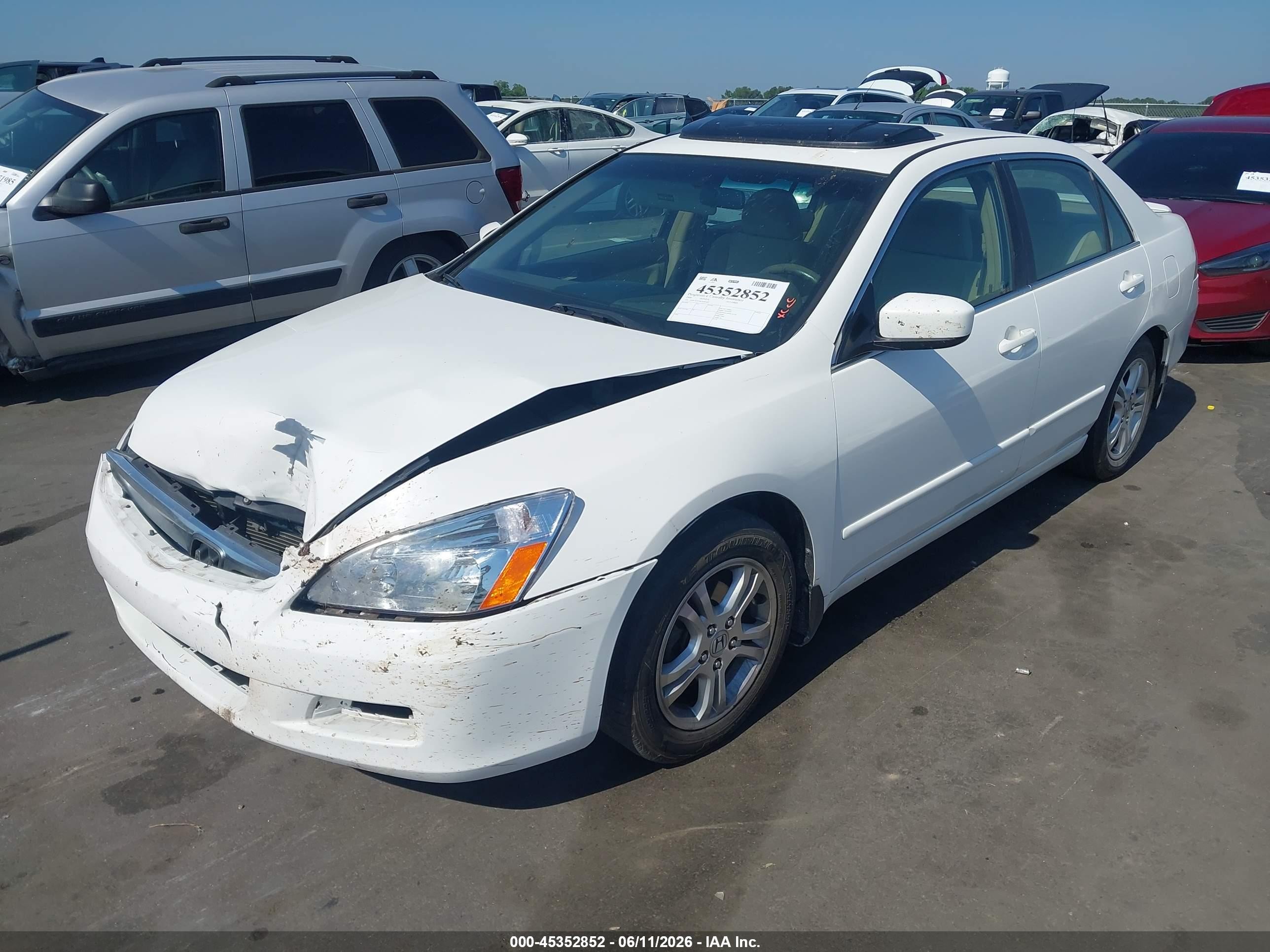 2006 Honda Accord 2.4 Ex White vin: 1HGCM56706A006405