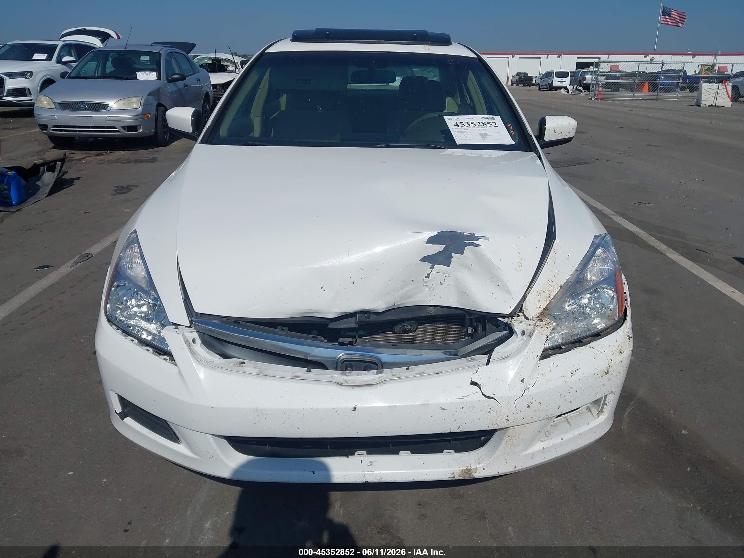 2006 Honda Accord 2.4 Ex White vin: 1HGCM56706A006405
