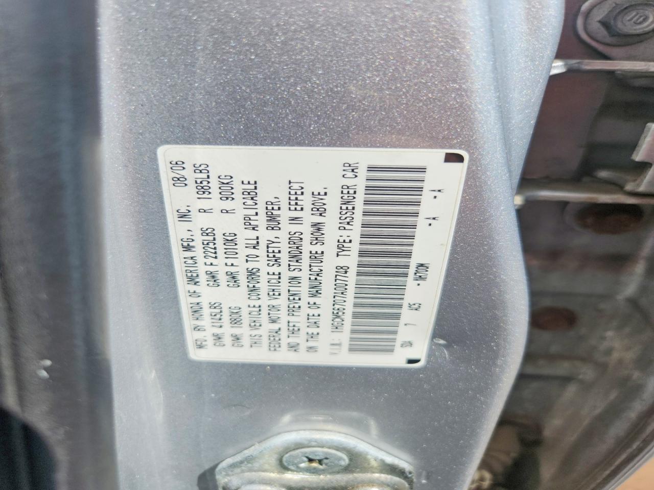 2007 Honda Accord Ex Silver vin: 1HGCM56707A007748