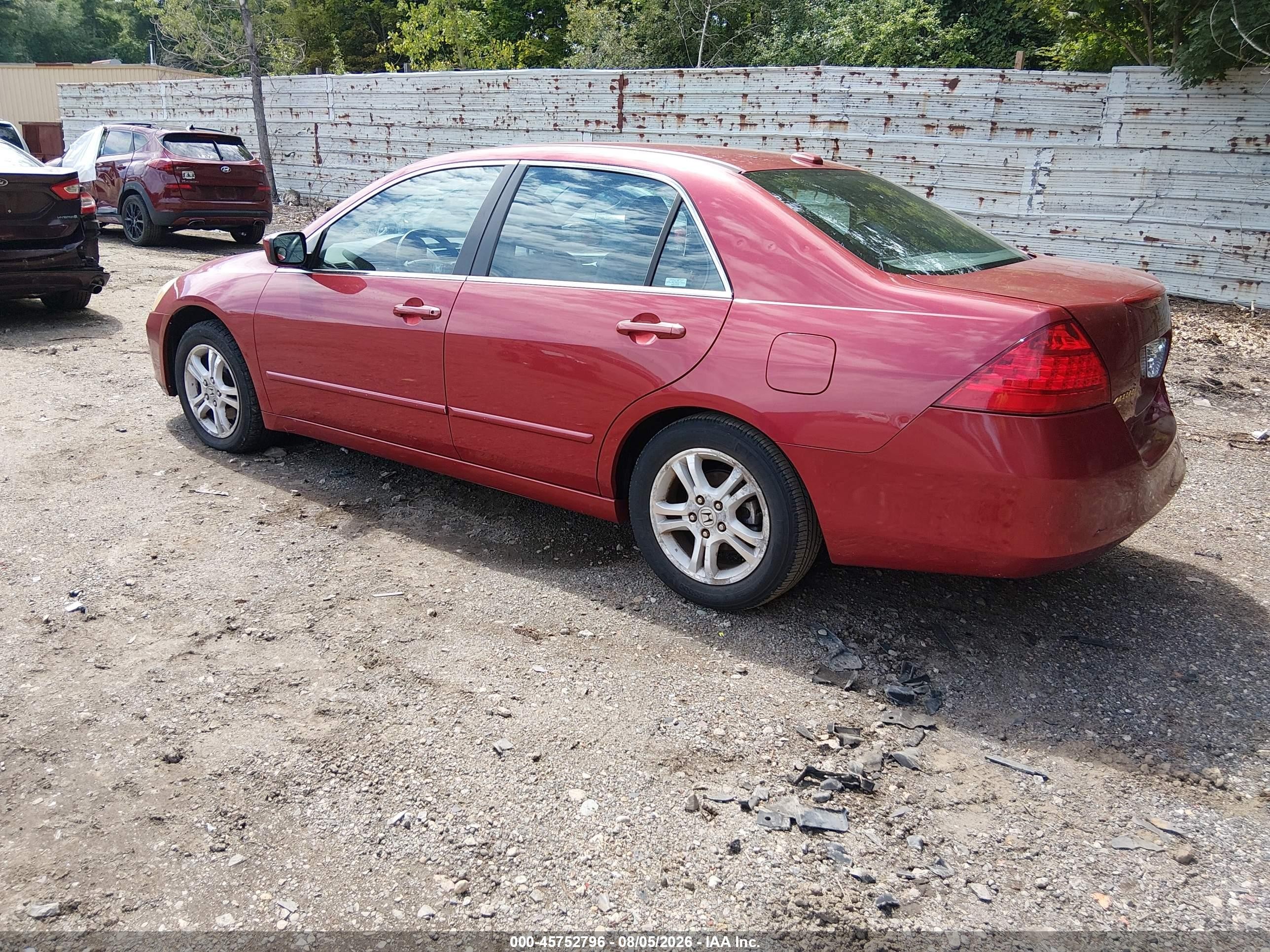 2007 Honda Accord 2.4 Ex Burgundy vin: 1HGCM56707A149503