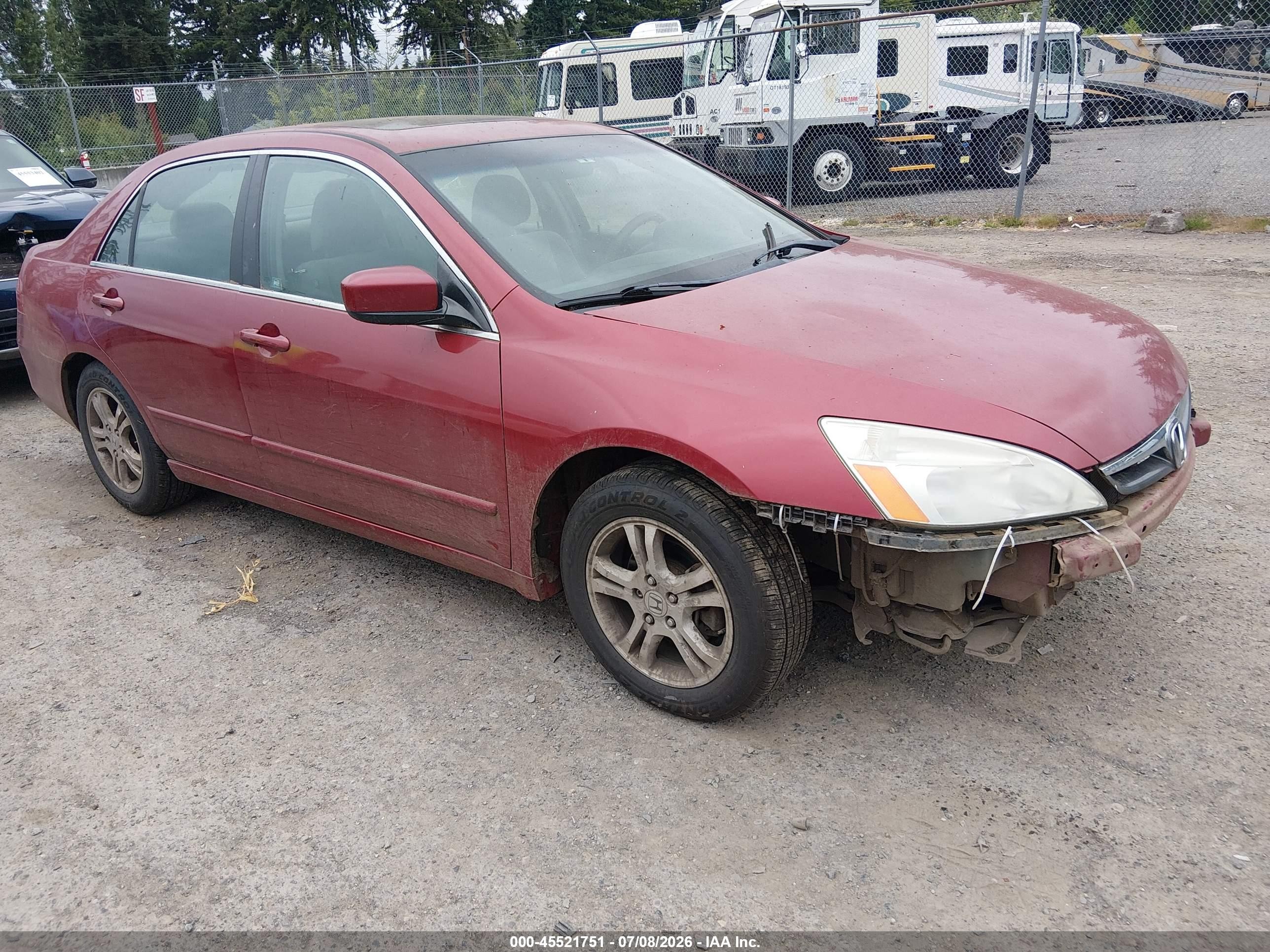 2007 Honda Accord 2.4 Ex Red vin: 1HGCM56707A177706