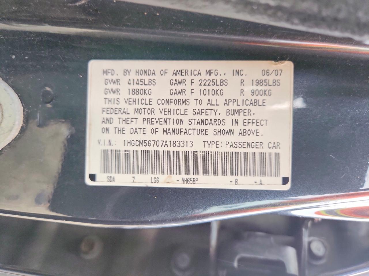 2007 Honda Accord Ex Gray vin: 1HGCM56707A183313