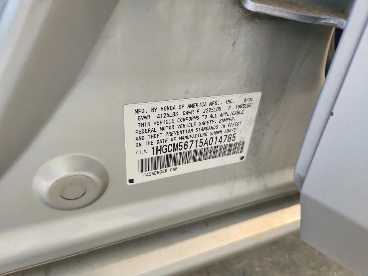 2005 Honda Accord Ex Silver vin: 1HGCM56715A014785