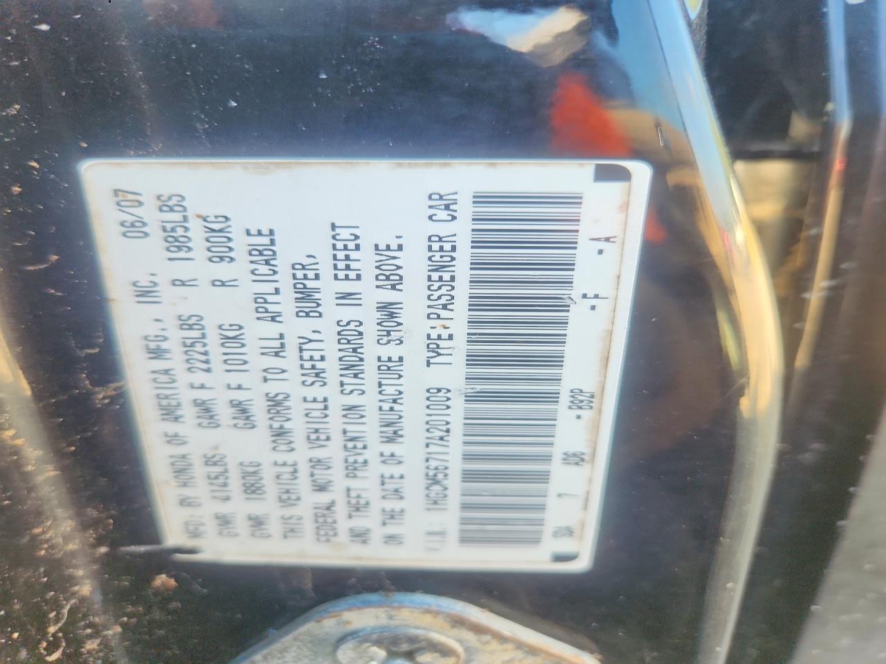 2007 Honda Accord Ex Black vin: 1HGCM56717A201009