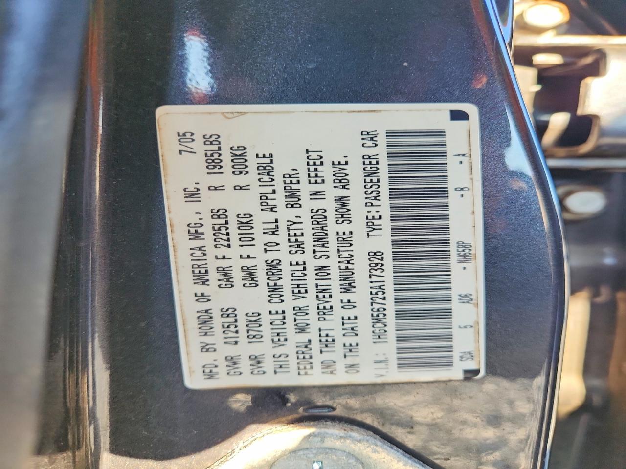 2005 Honda Accord Ex Silver vin: 1HGCM56725A173928