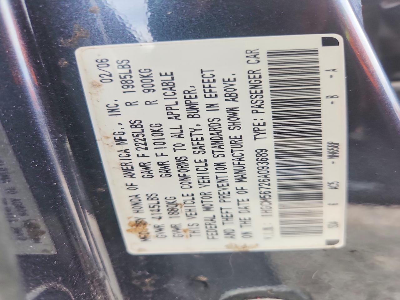 2006 Honda Accord Ex Gray vin: 1HGCM56726A093689