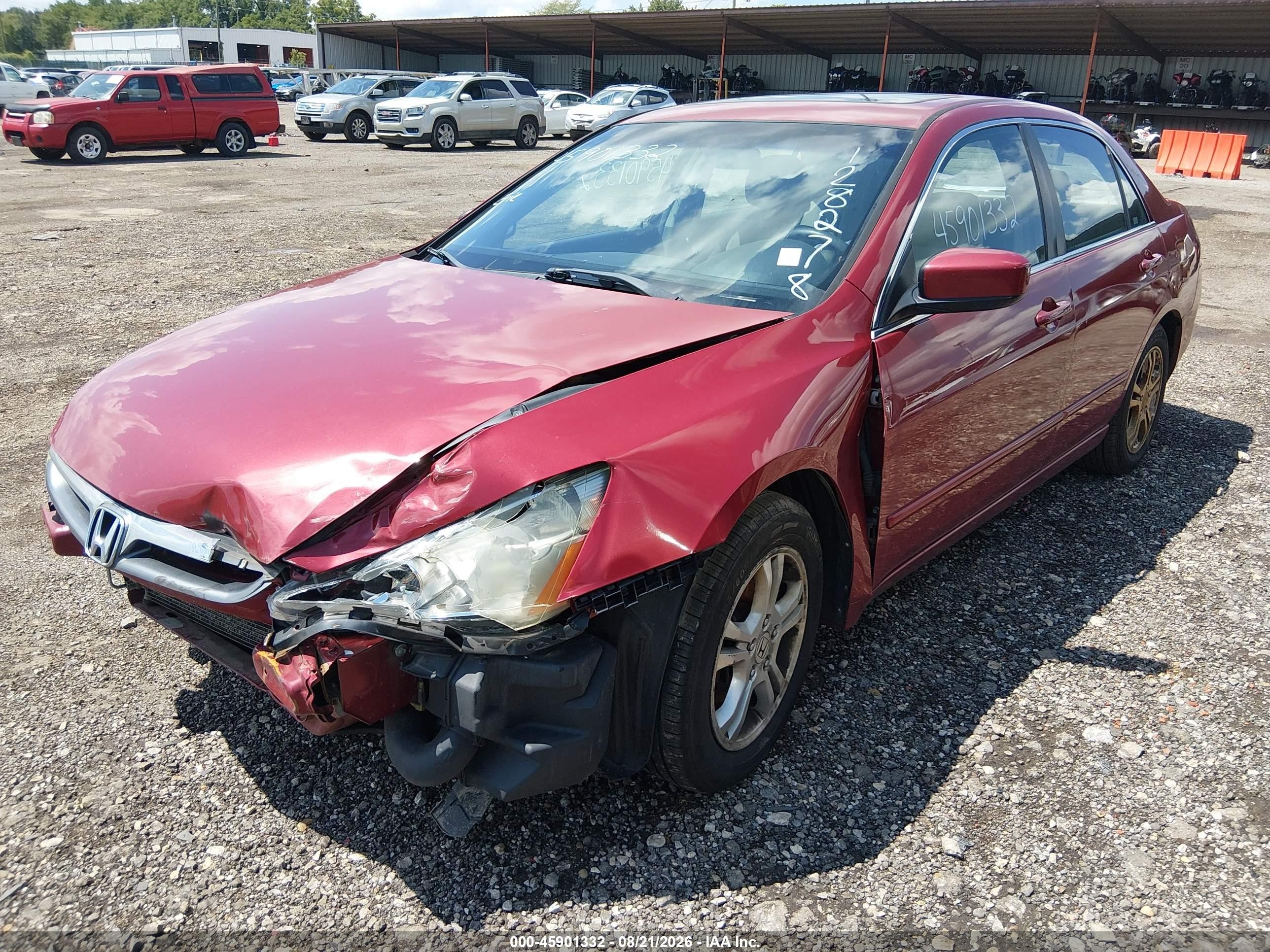 2007 Honda Accord 2.4 Ex Red vin: 1HGCM56727A128278