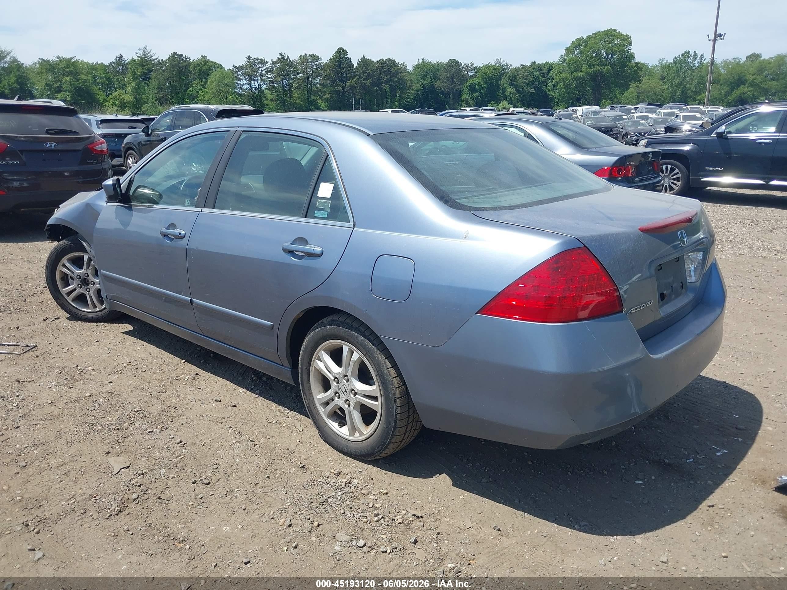 2007 Honda Accord 2.4 Ex Blue vin: 1HGCM56737A097803