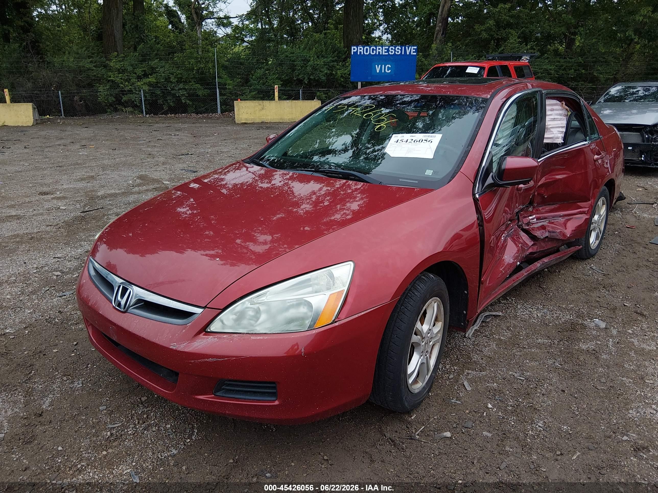2007 Honda Accord 2.4 Ex Red vin: 1HGCM56737A168269