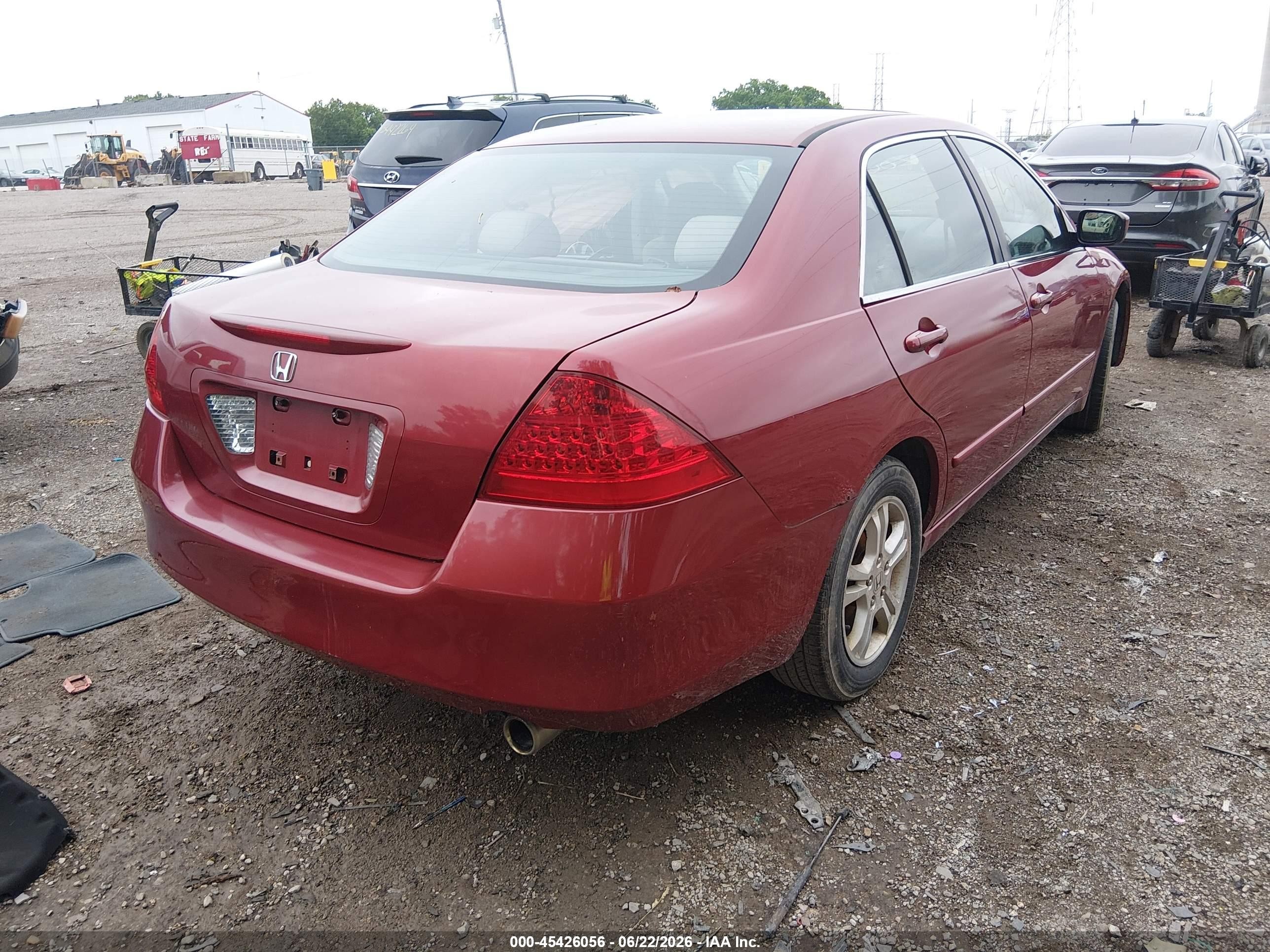 2007 Honda Accord 2.4 Ex Red vin: 1HGCM56737A168269