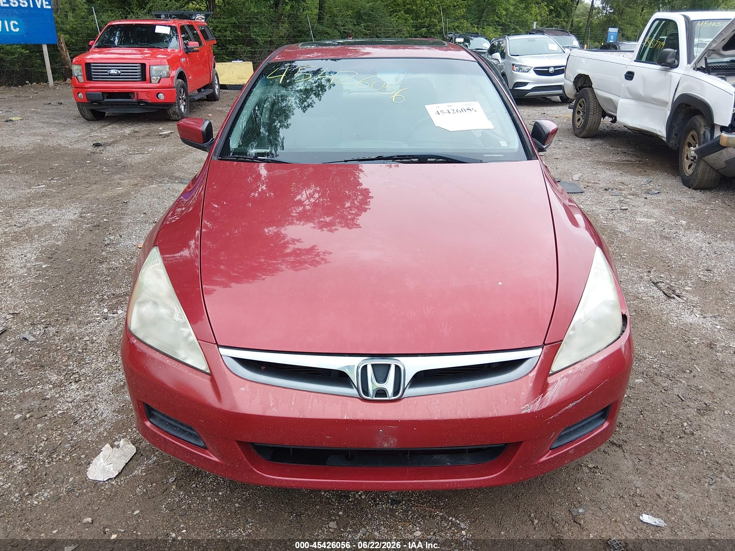 2007 Honda Accord 2.4 Ex Red vin: 1HGCM56737A168269
