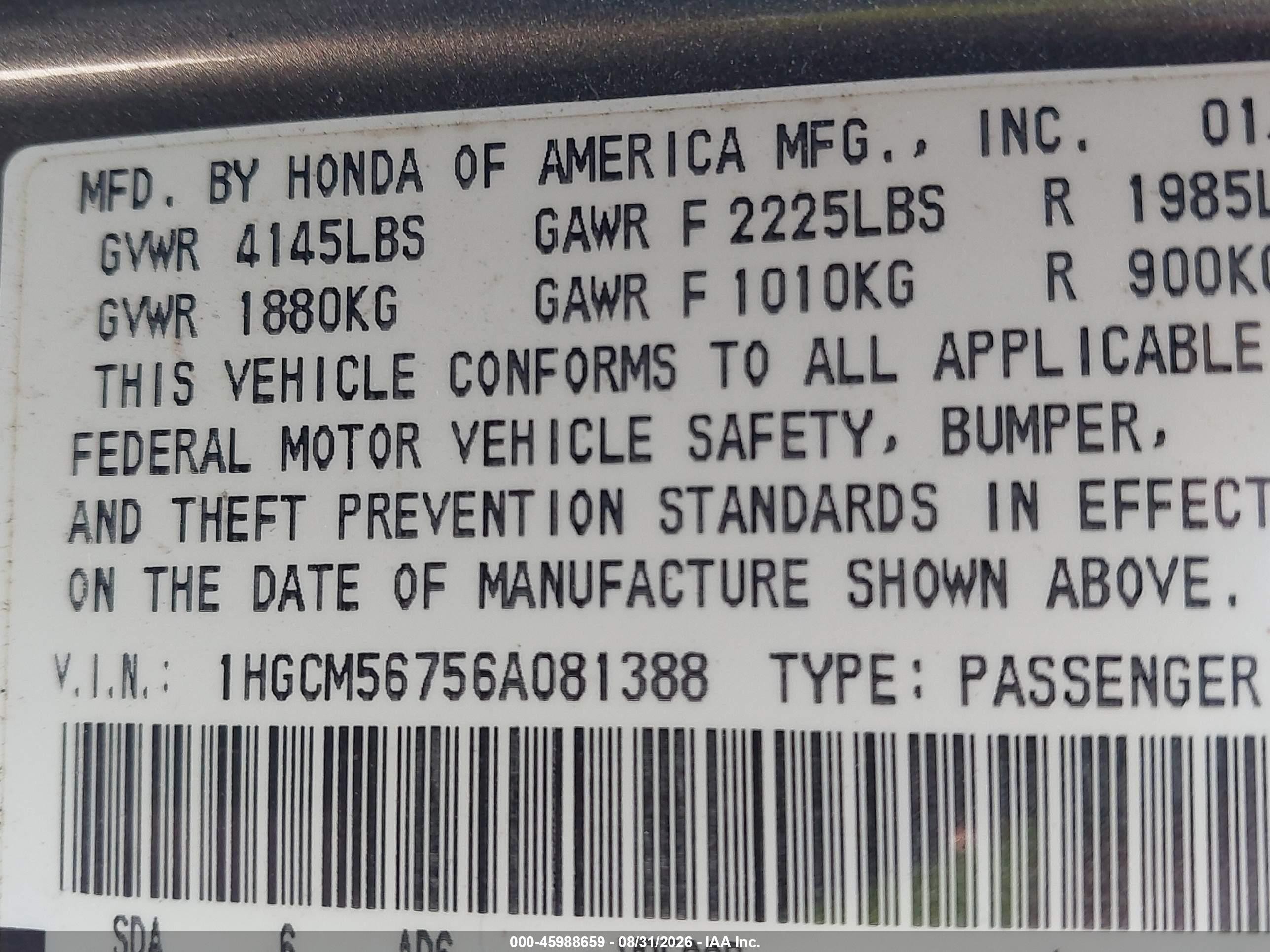 2006 Honda Accord 2.4 Ex Gray vin: 1HGCM56756A081388