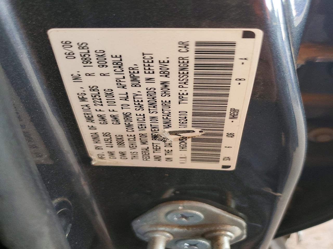 2006 Honda Accord Ex Gray vin: 1HGCM56756A162410