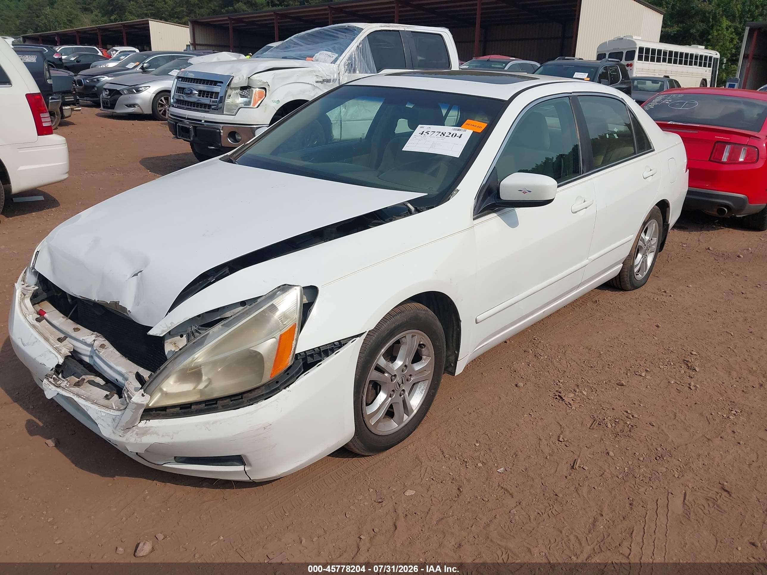 2006 Honda Accord 2.4 Ex White vin: 1HGCM56756A178994