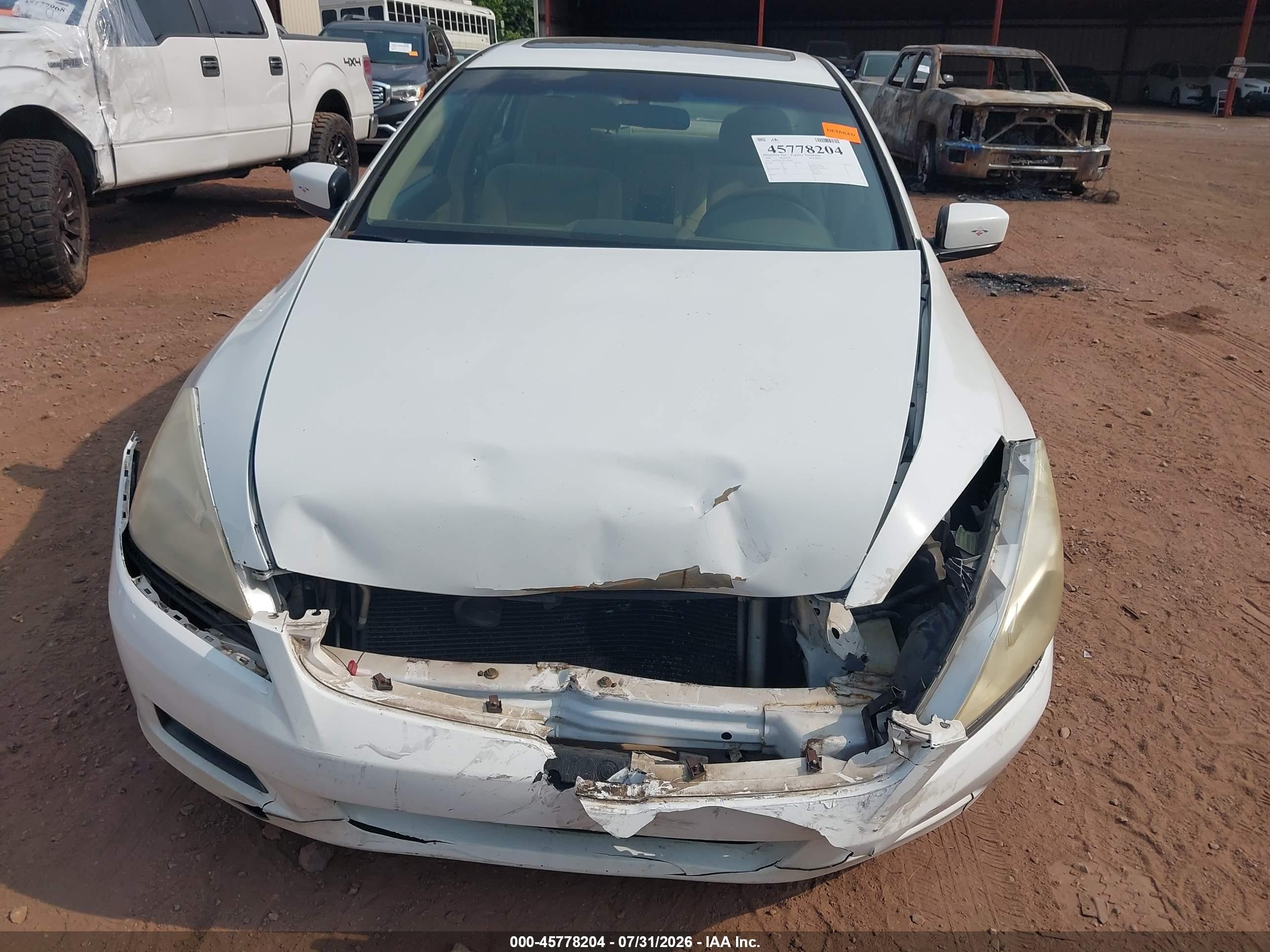 2006 Honda Accord 2.4 Ex White vin: 1HGCM56756A178994