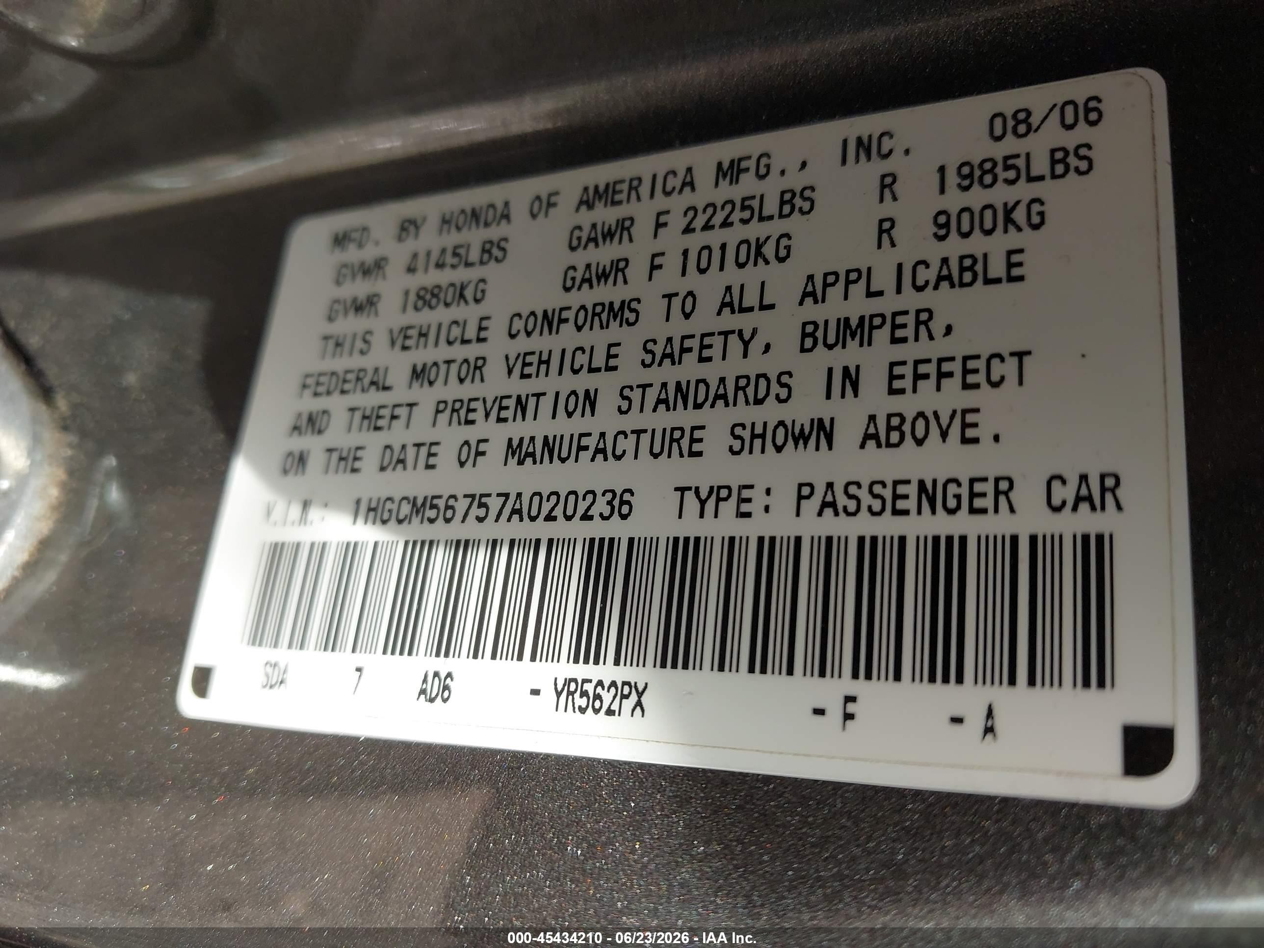 2007 Honda Accord 2.4 Ex Gray vin: 1HGCM56757A020236