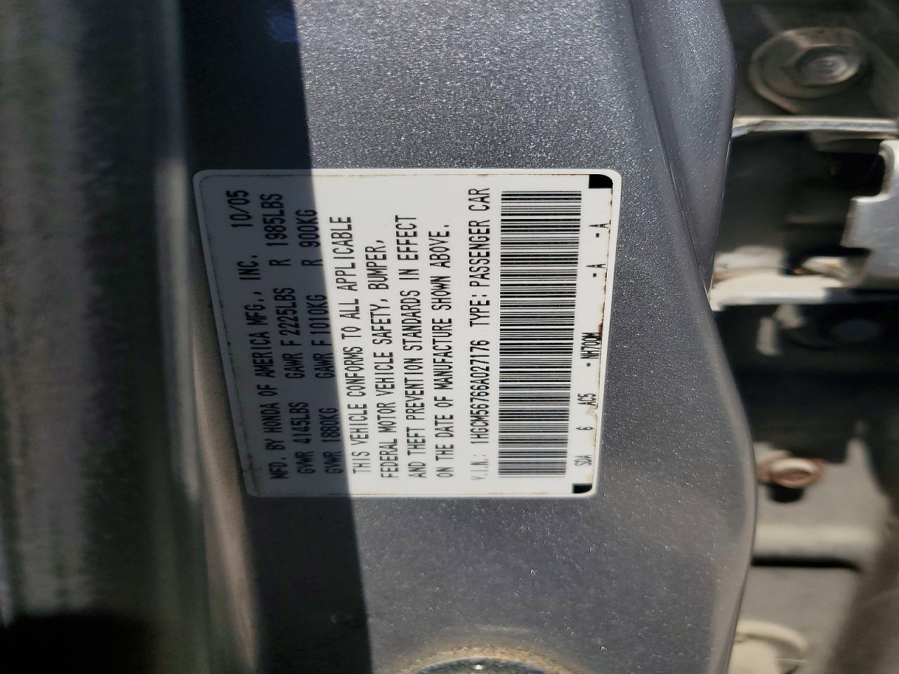 2006 Honda Accord Ex Silver vin: 1HGCM56766A027176