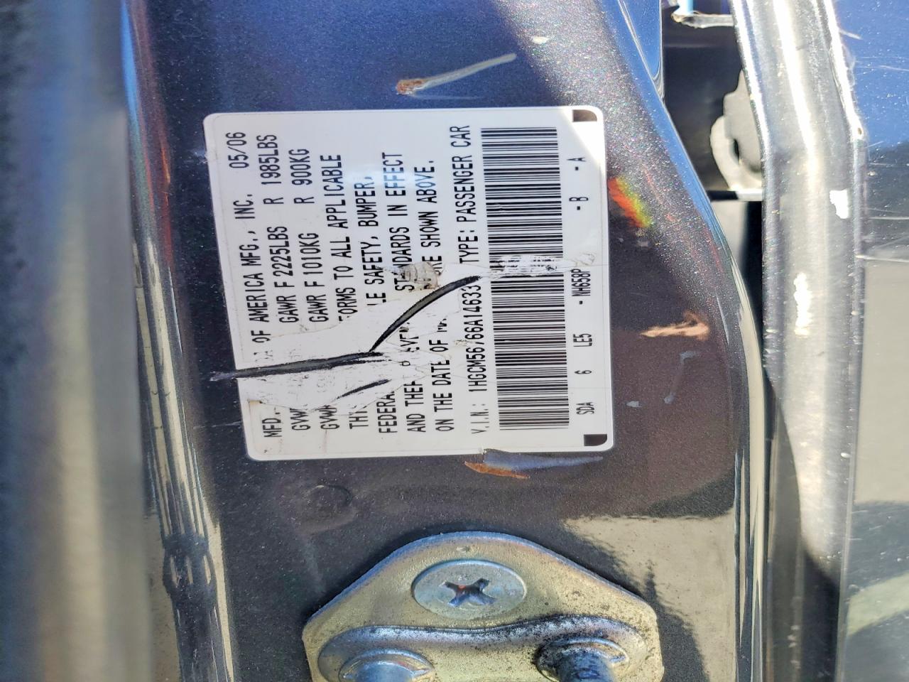 2006 Honda Accord Ex Gray vin: 1HGCM56766A146331