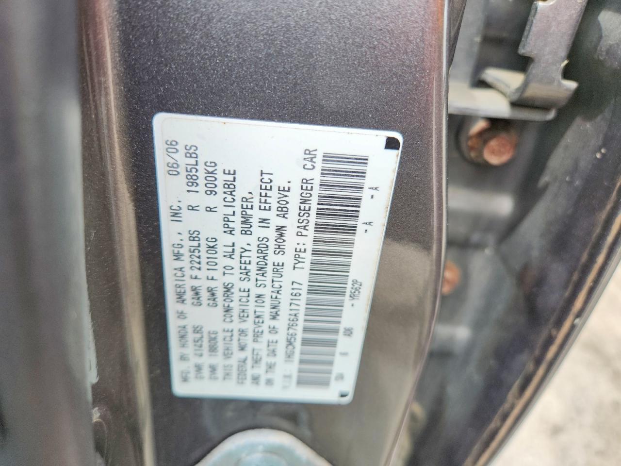 2006 Honda Accord Ex Gray vin: 1HGCM56766A171617