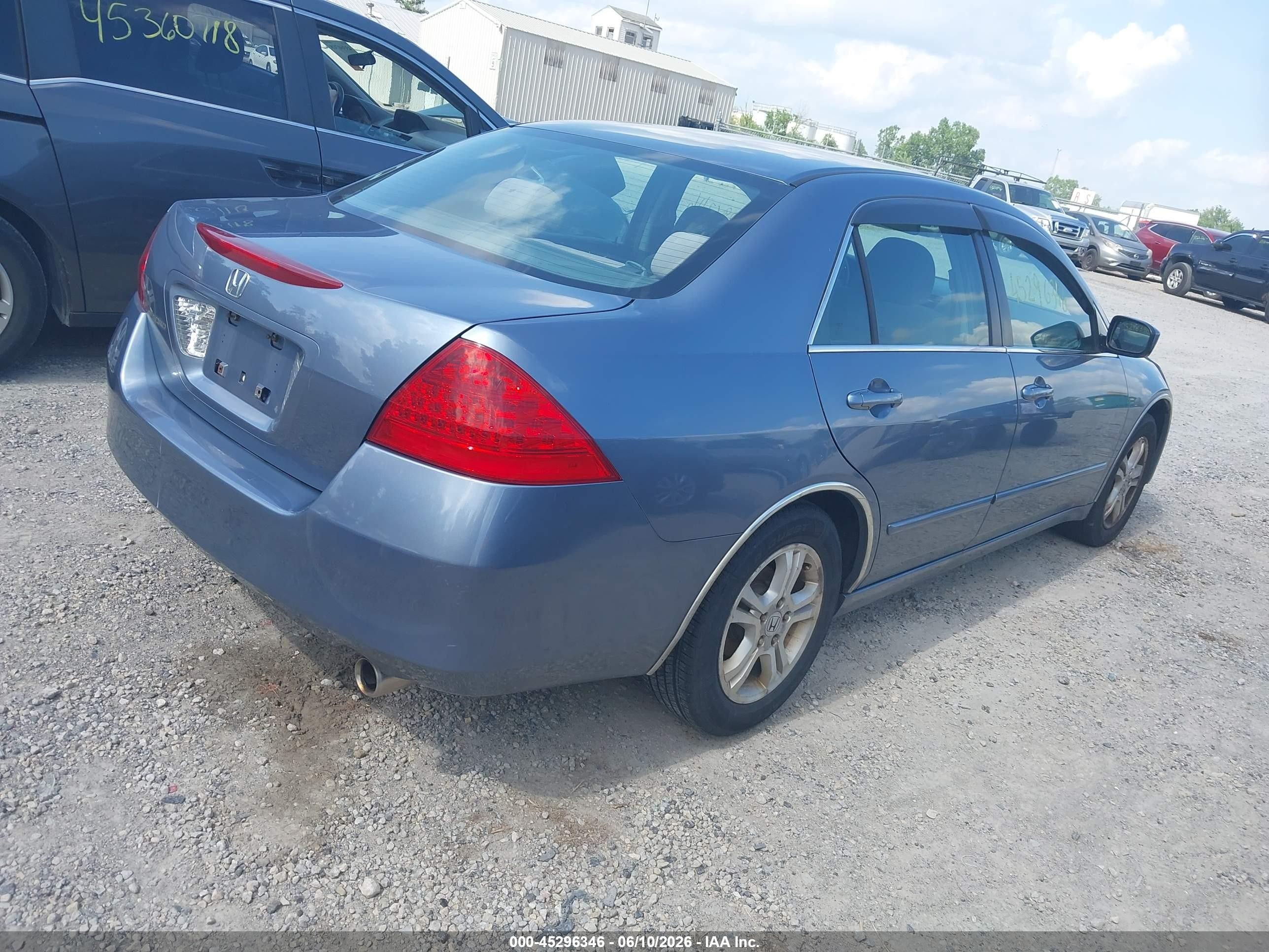2007 Honda Accord 2.4 Ex Blue vin: 1HGCM56767A203614