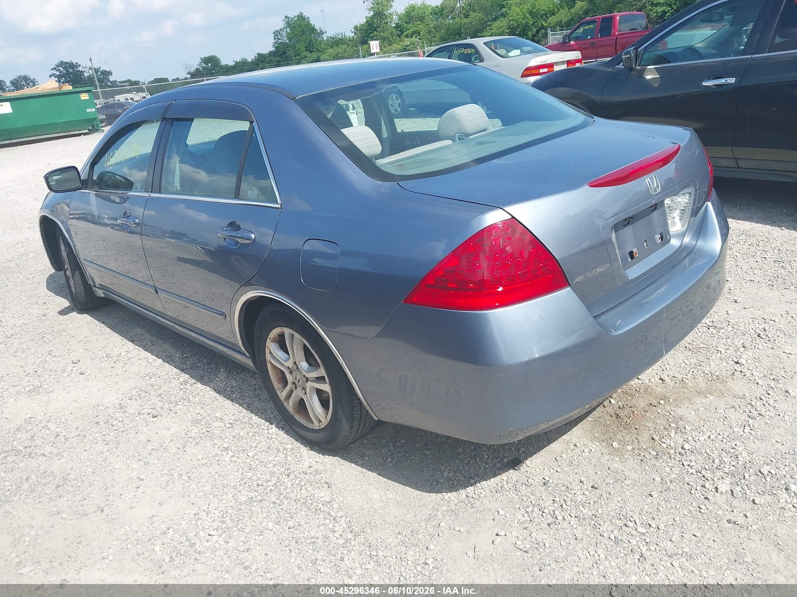 2007 Honda Accord 2.4 Ex Blue vin: 1HGCM56767A203614