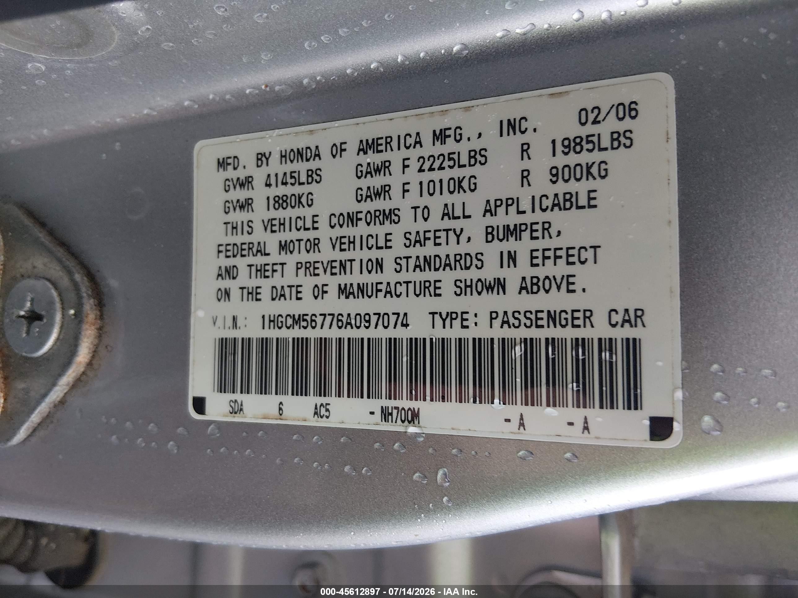 2006 Honda Accord 2.4 Ex Silver vin: 1HGCM56776A097074