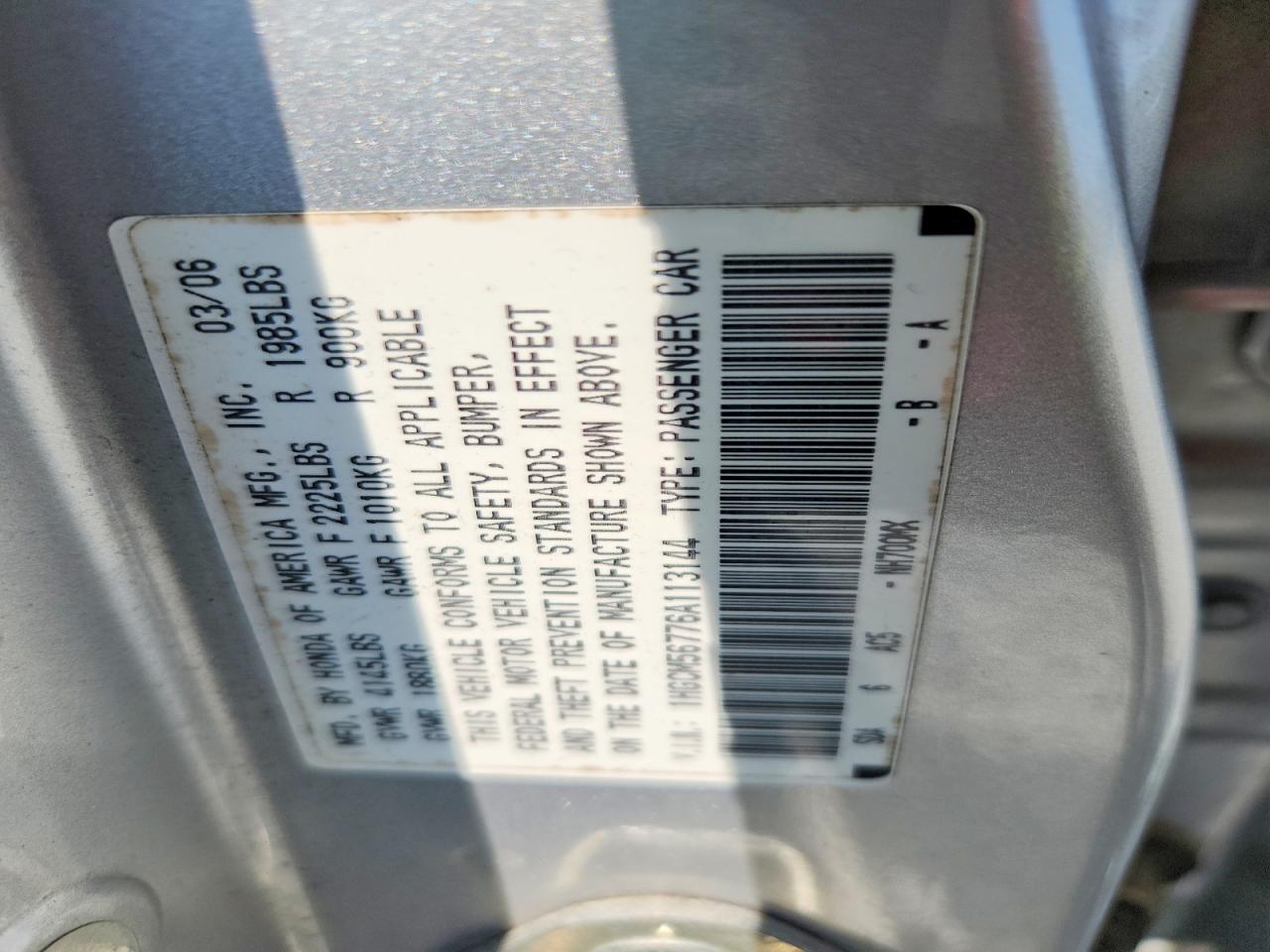 2006 Honda Accord Ex Silver vin: 1HGCM56776A113144