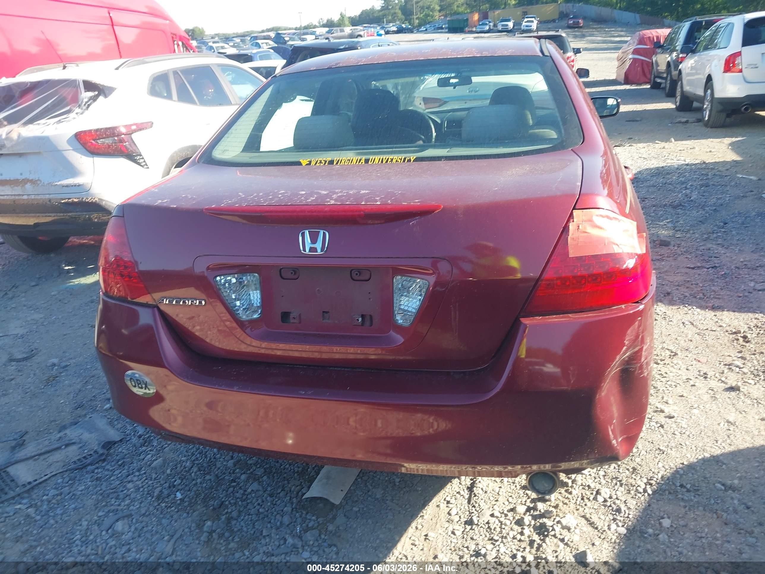 2006 Honda Accord 2.4 Ex Burgundy vin: 1HGCM56776A120191