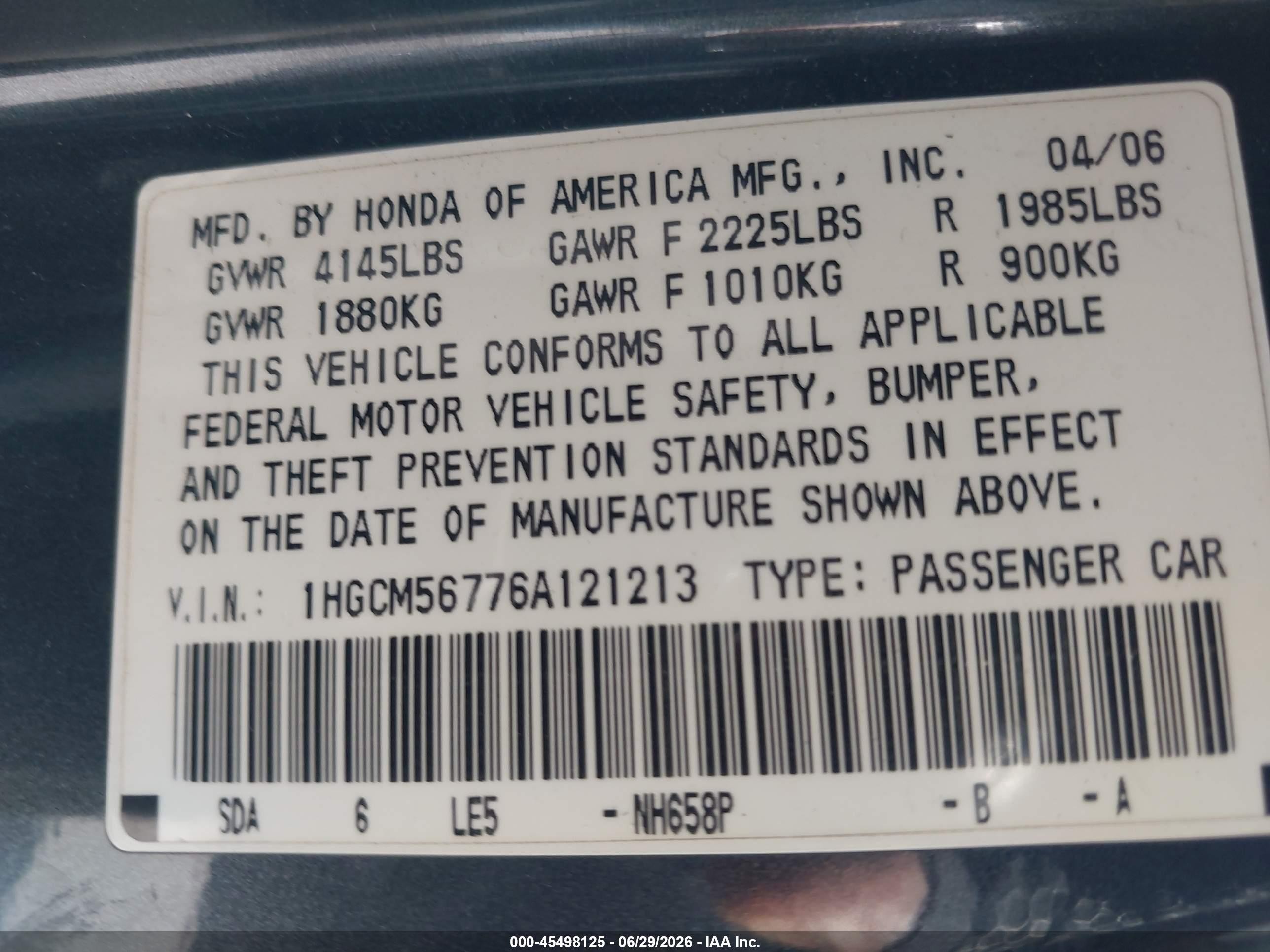2006 Honda Accord 2.4 Ex Gray vin: 1HGCM56776A121213