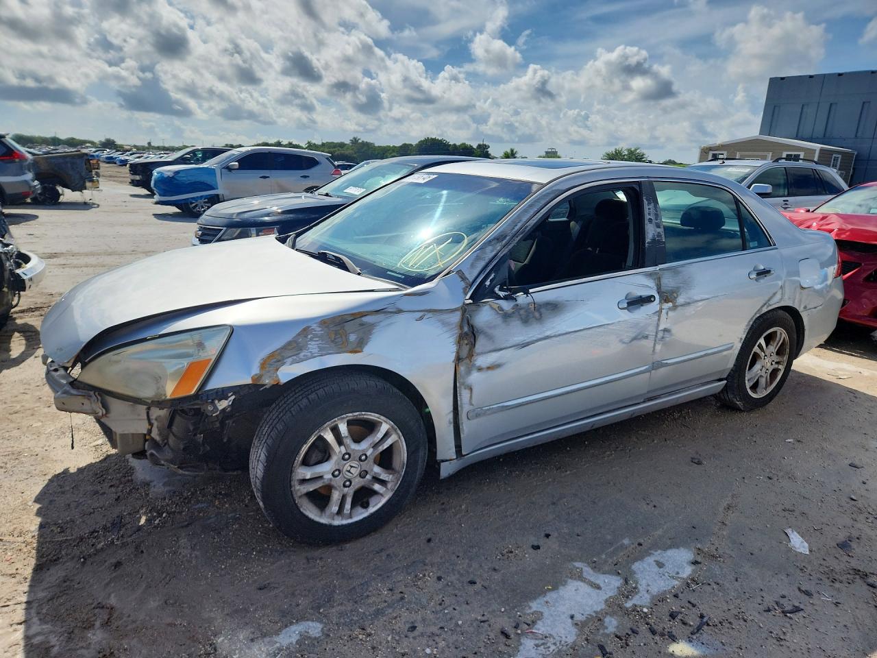 2007 Honda Accord Ex Silver vin: 1HGCM56777A044117
