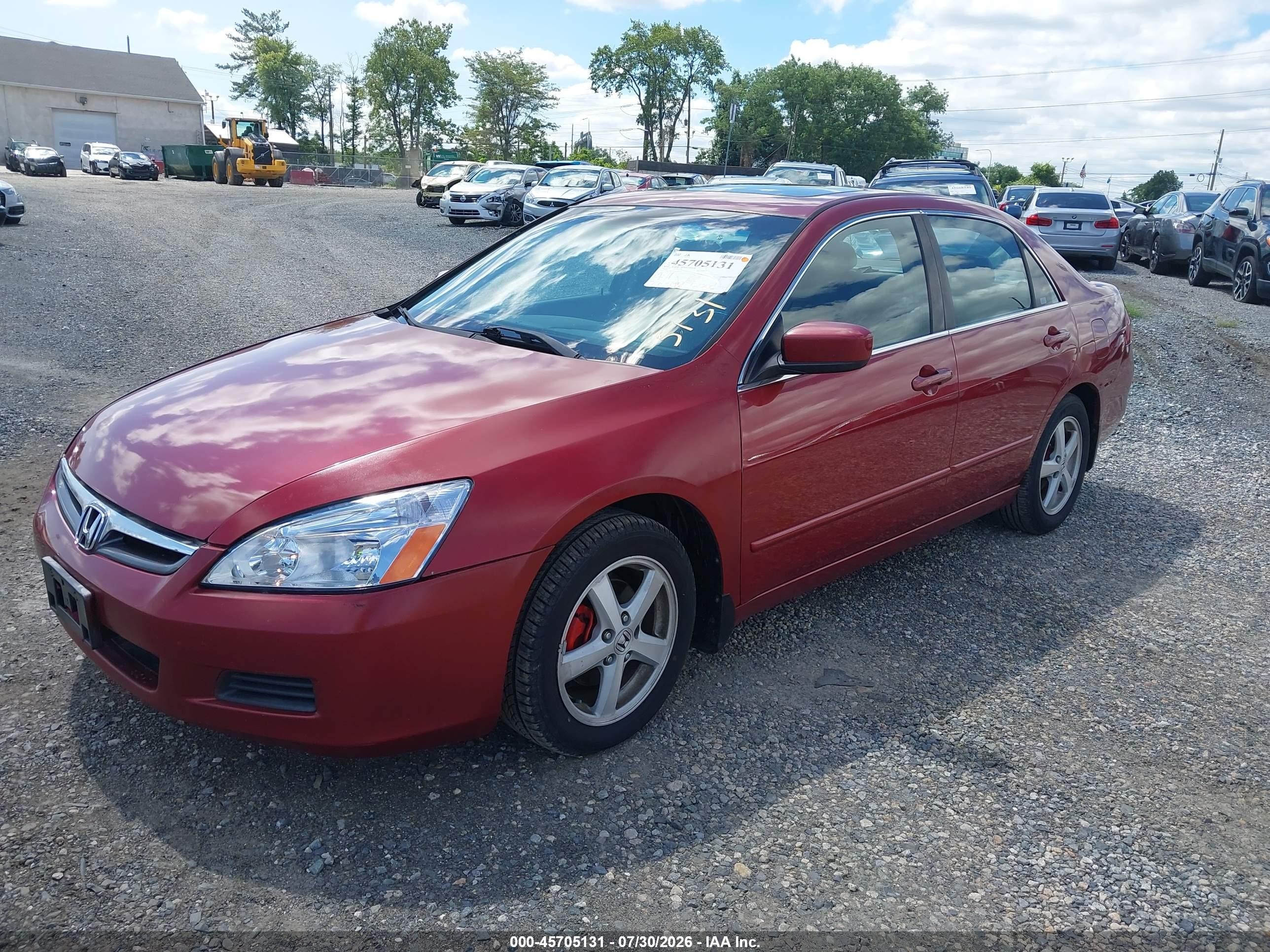 2007 Honda Accord 2.4 Ex Red vin: 1HGCM56777A168243