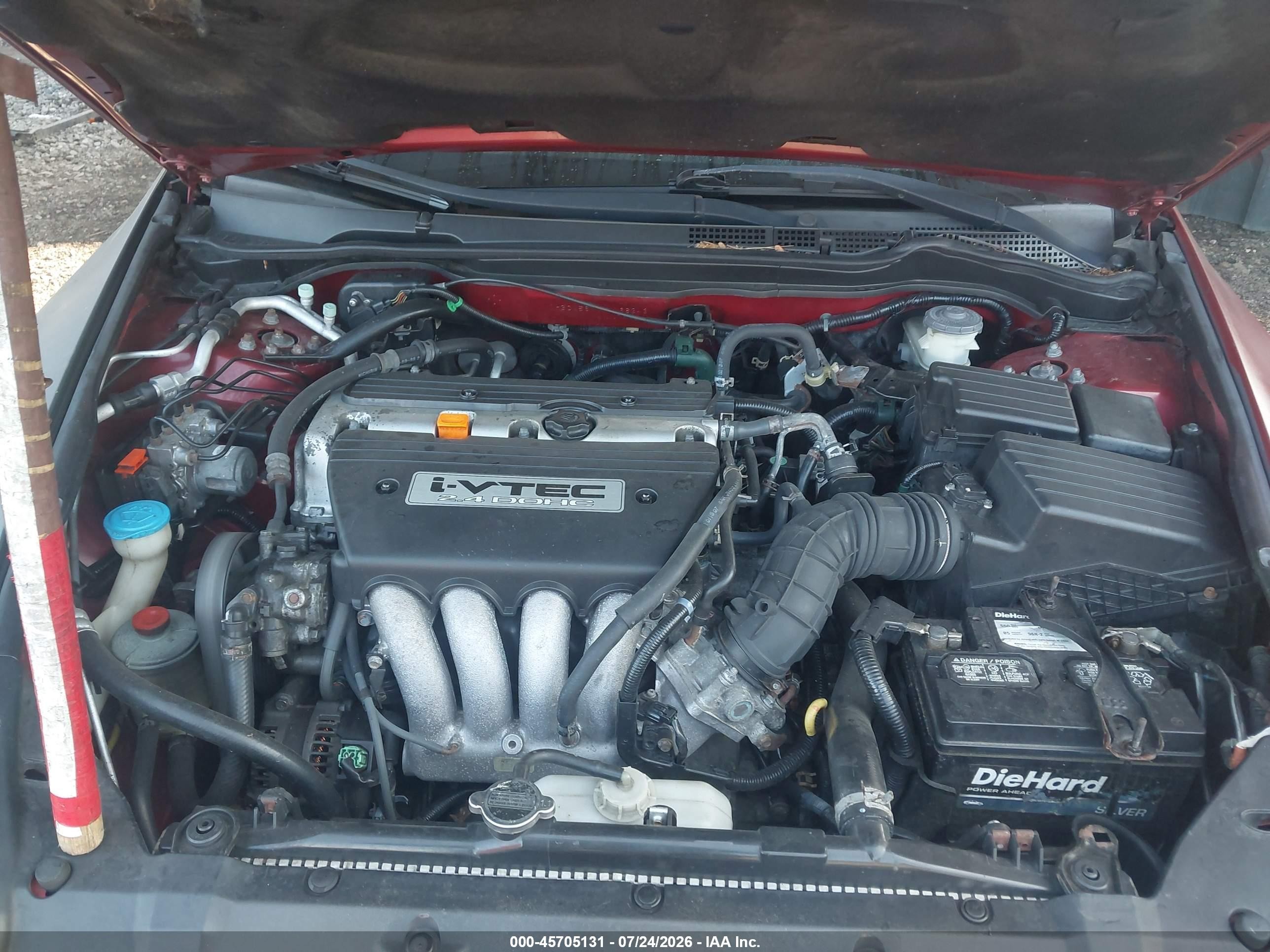 2007 Honda Accord 2.4 Ex Red vin: 1HGCM56777A168243