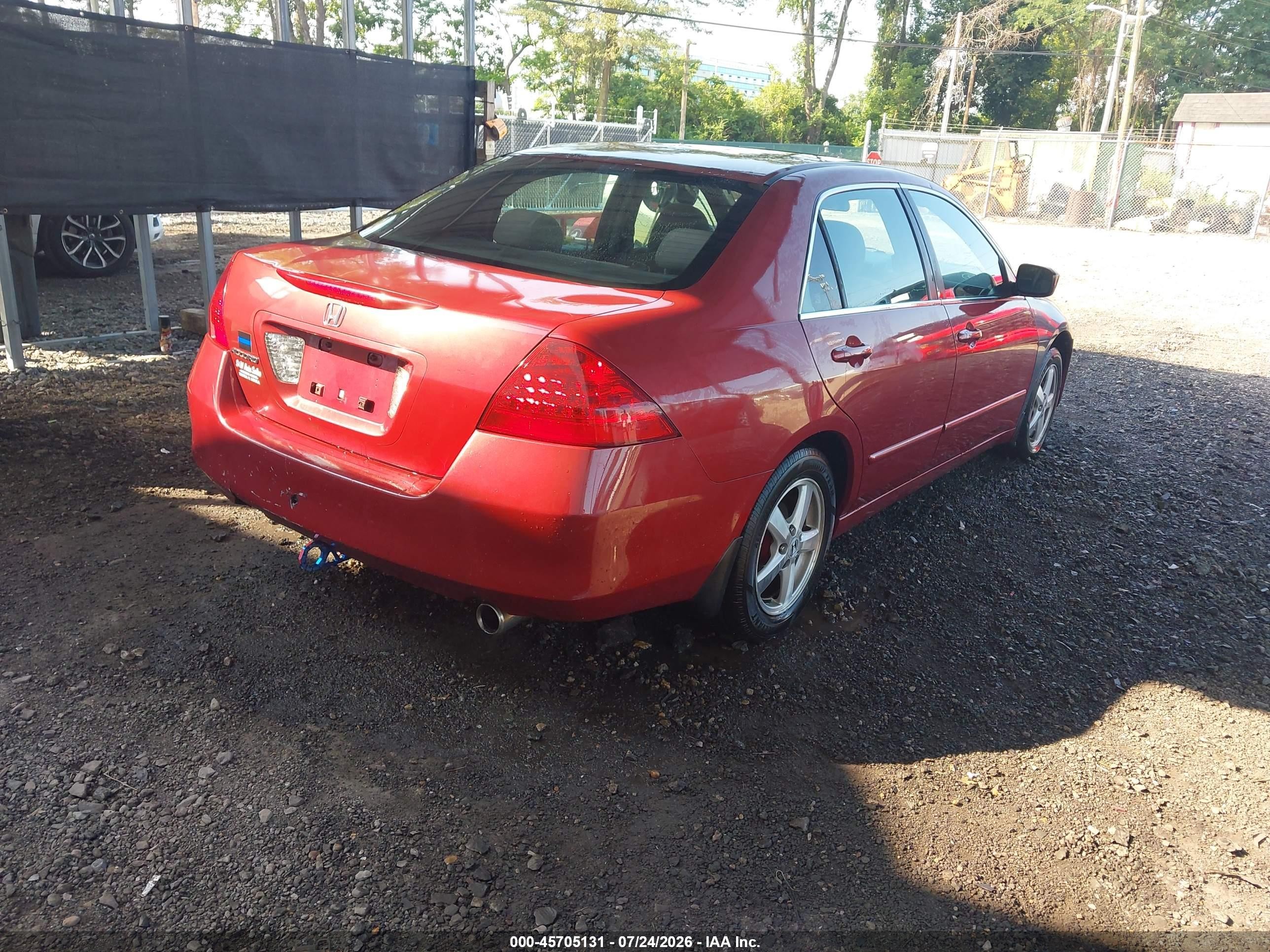 2007 Honda Accord 2.4 Ex Red vin: 1HGCM56777A168243