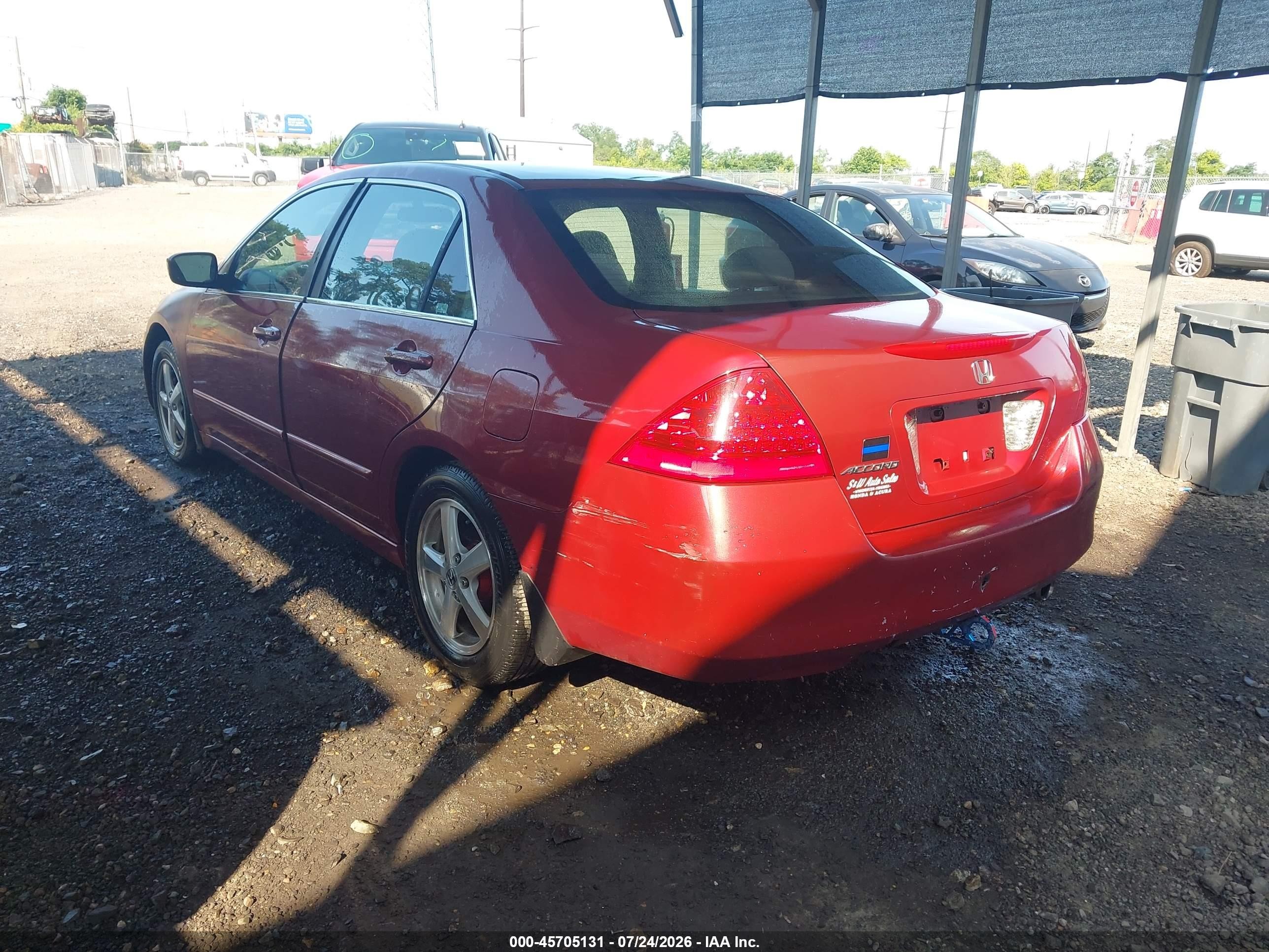2007 Honda Accord 2.4 Ex Red vin: 1HGCM56777A168243