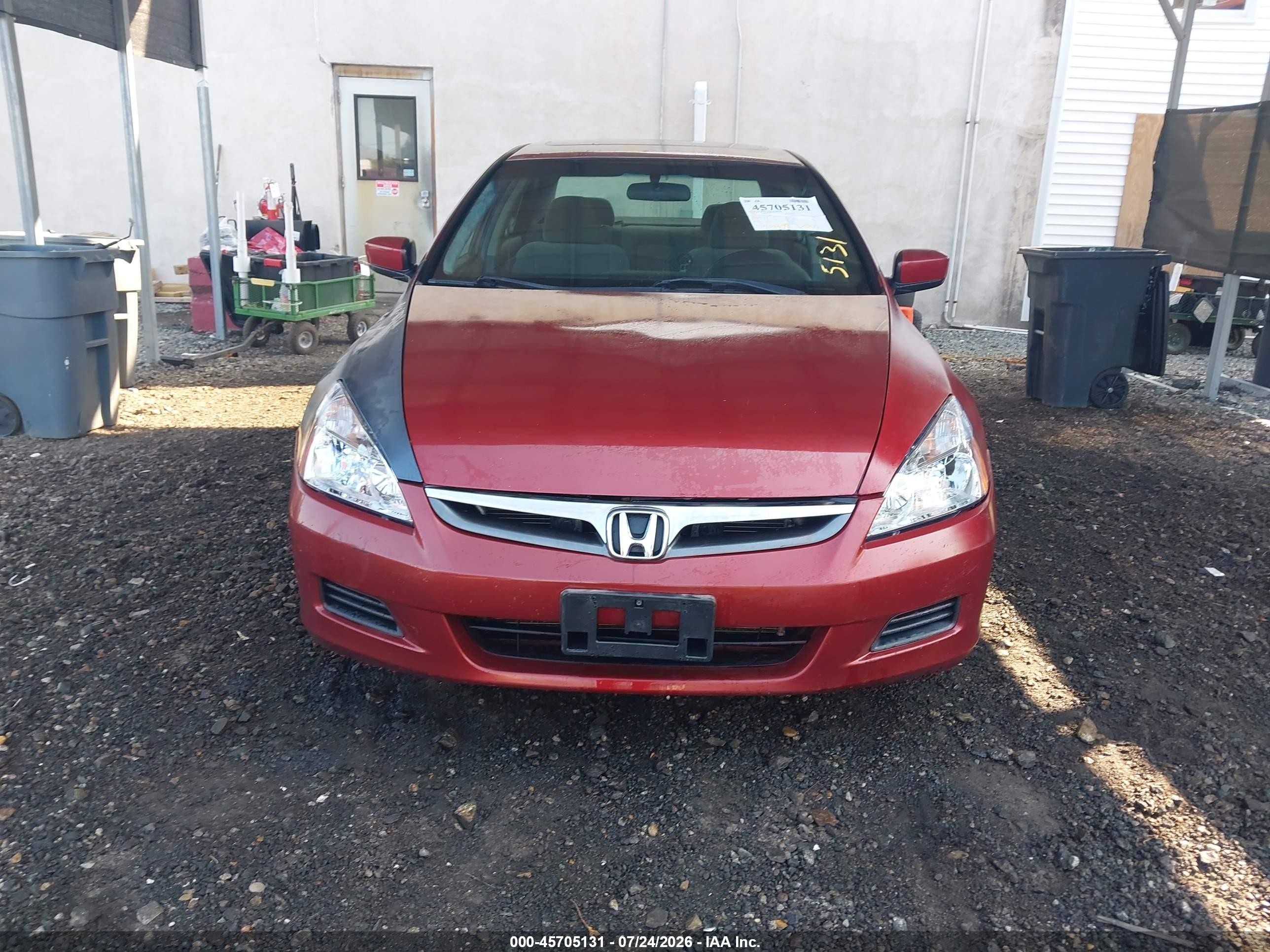 2007 Honda Accord 2.4 Ex Red vin: 1HGCM56777A168243