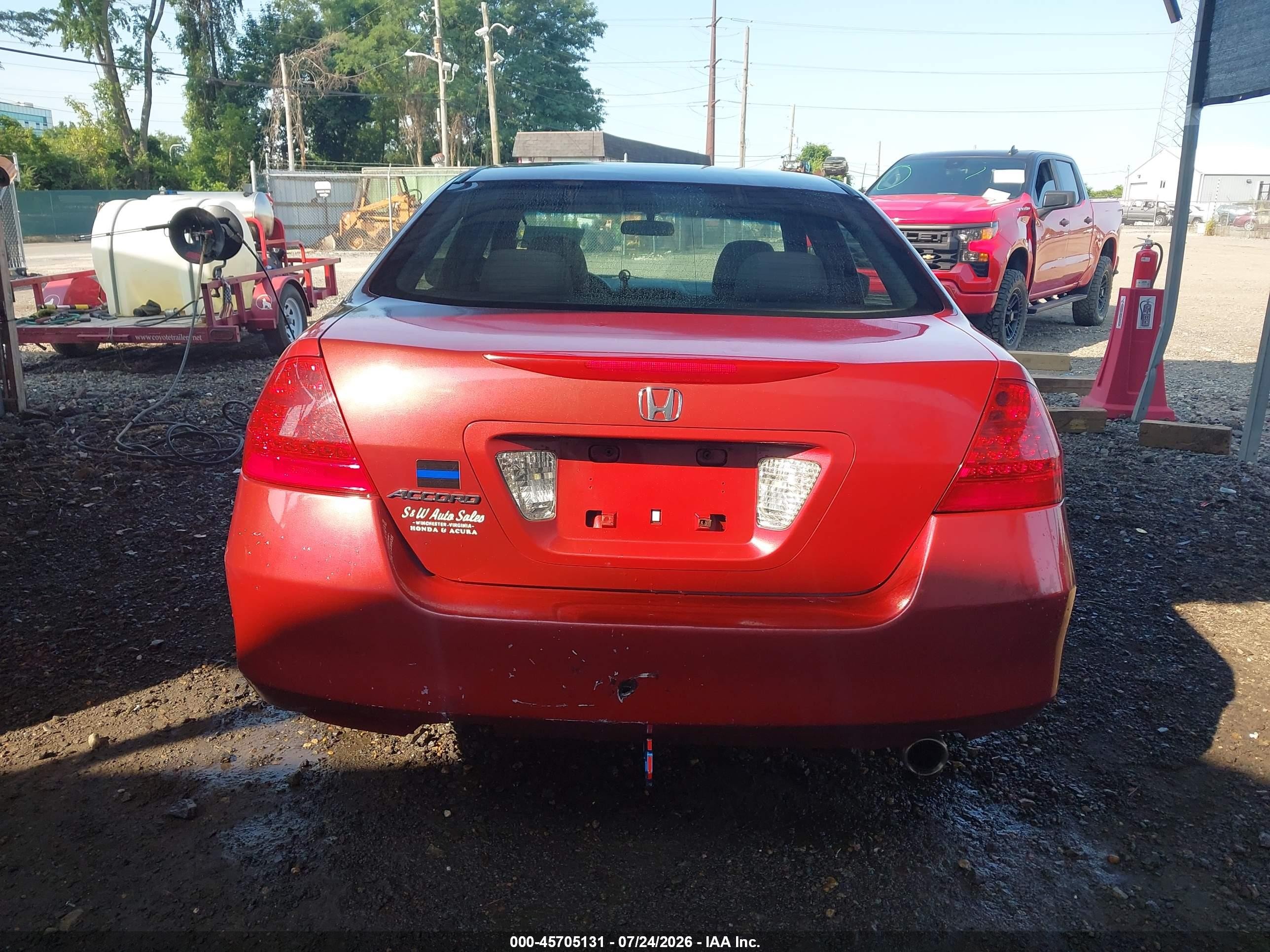 2007 Honda Accord 2.4 Ex Red vin: 1HGCM56777A168243