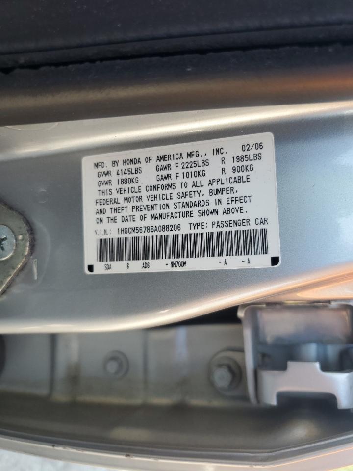2006 Honda Accord Ex Серебряный vin: 1HGCM56786A088206