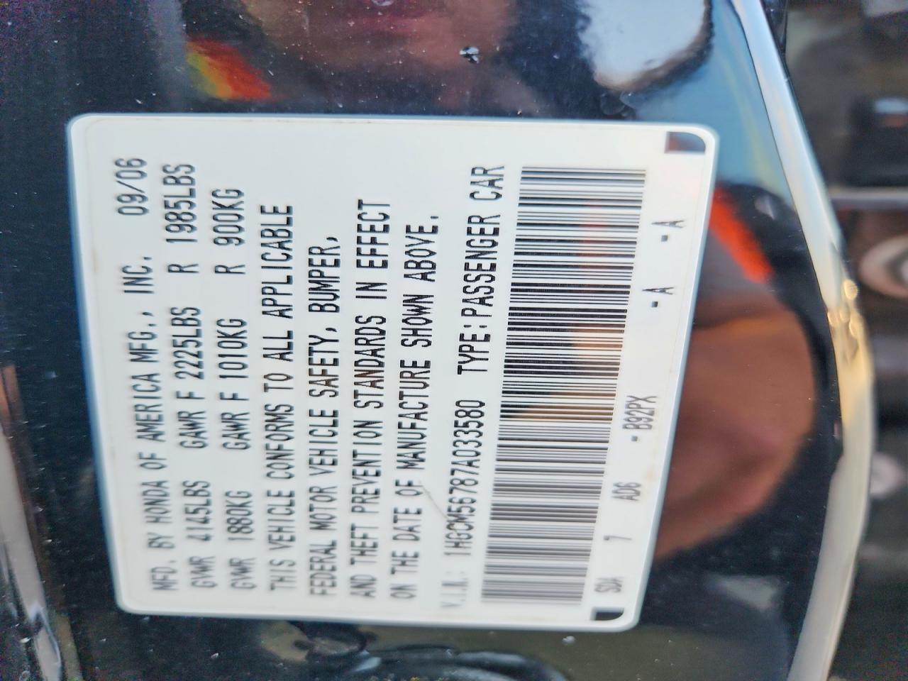 2007 Honda Accord Ex Black vin: 1HGCM56787A033580