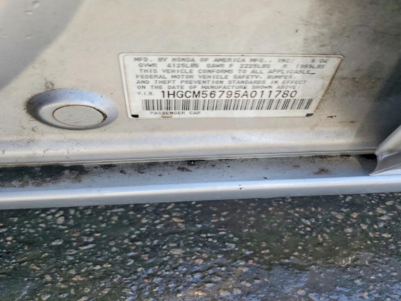 2005 Honda Accord Ex Silver vin: 1HGCM56795A011780